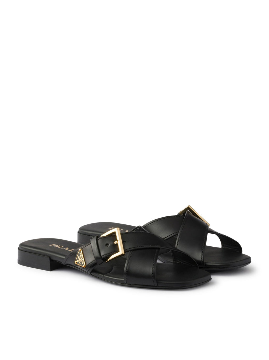 Leather Slider Sandals With Buckle Prada – Гарантія оригінальності – вид ззаду