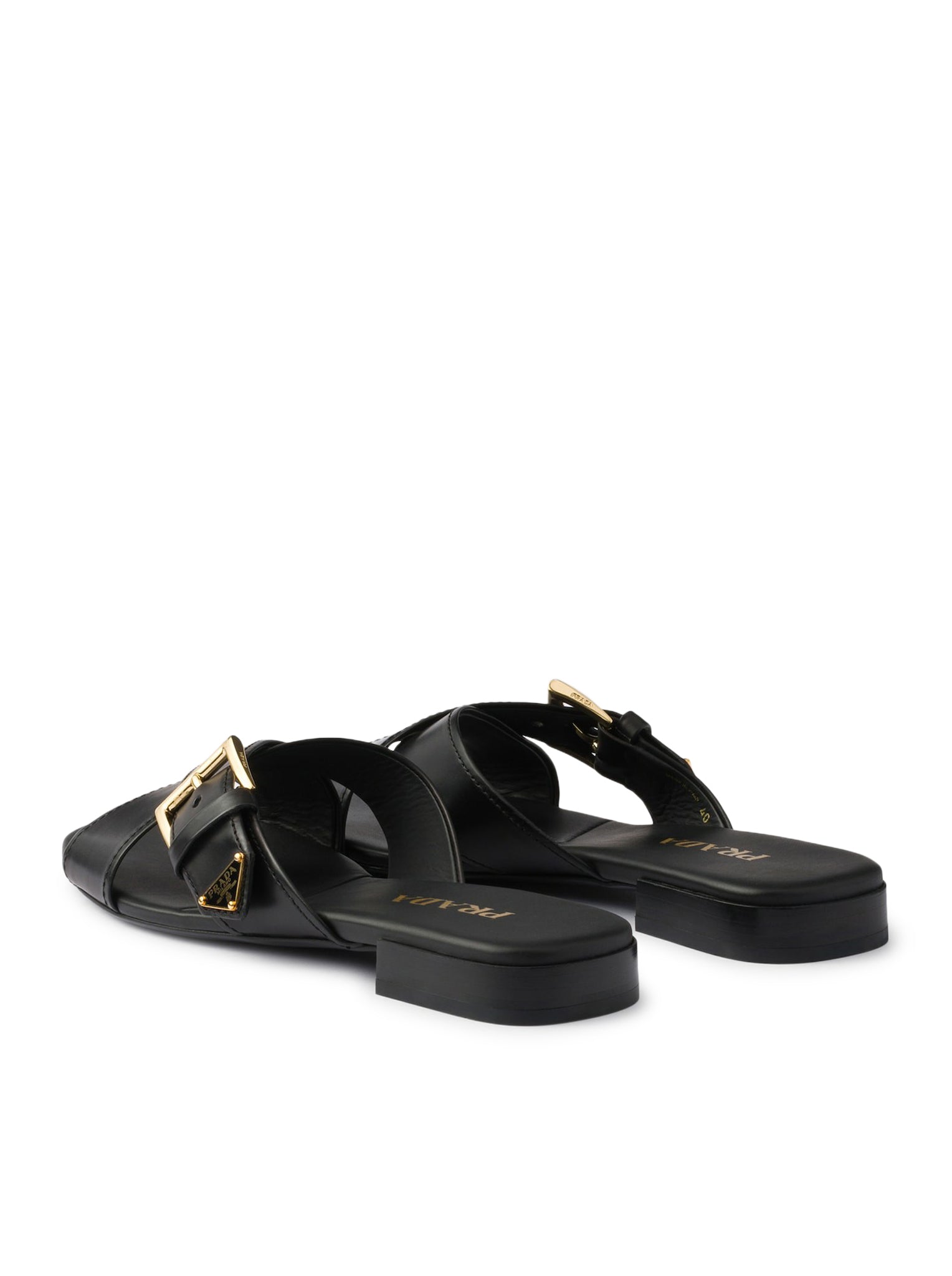 Leather Slider Sandals With Buckle Prada – Гарантія оригінальності – детальний вид