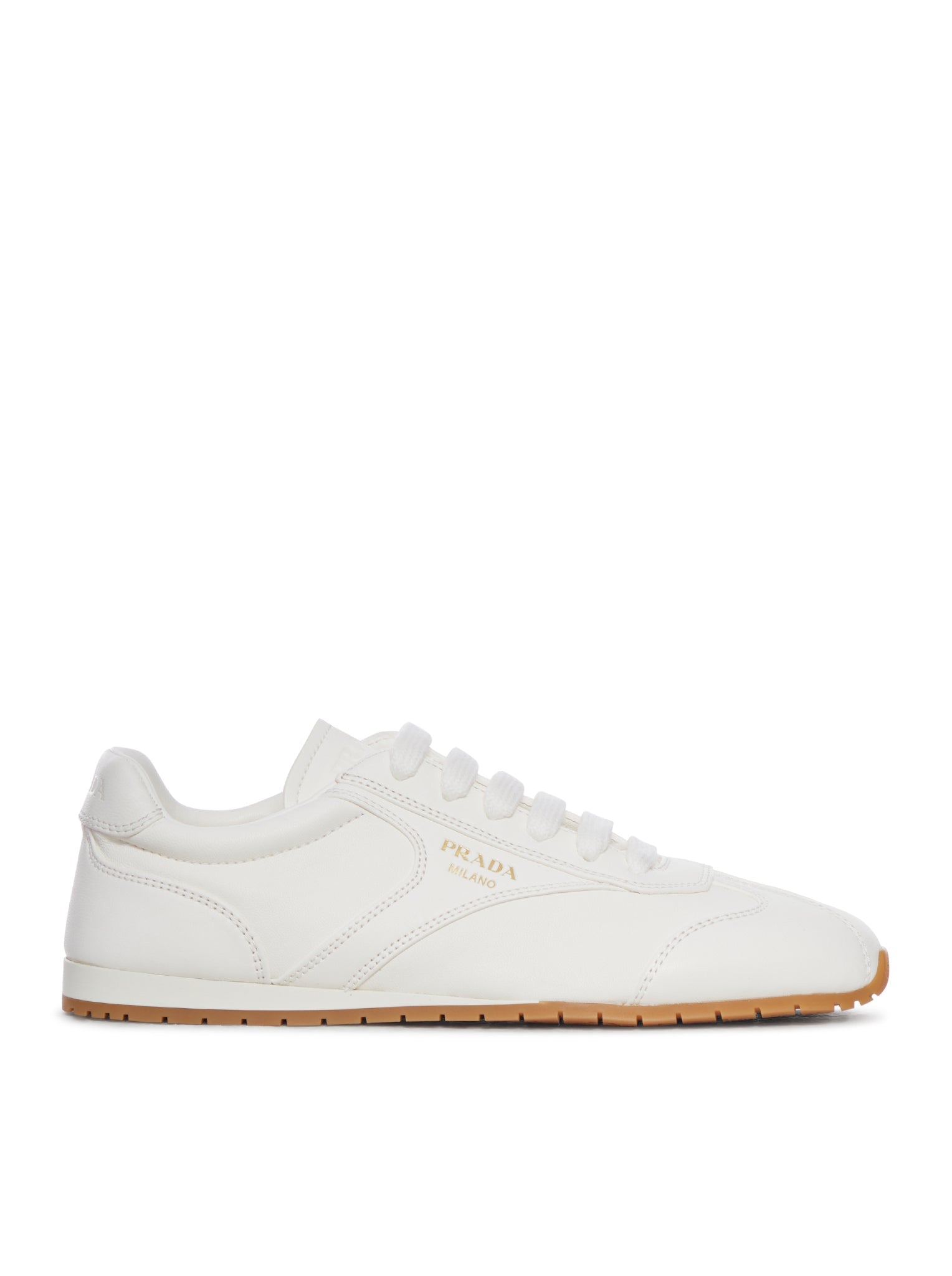White Nappa Leather Sneakers Prada оригінал – Купити в Україні – боковий вид