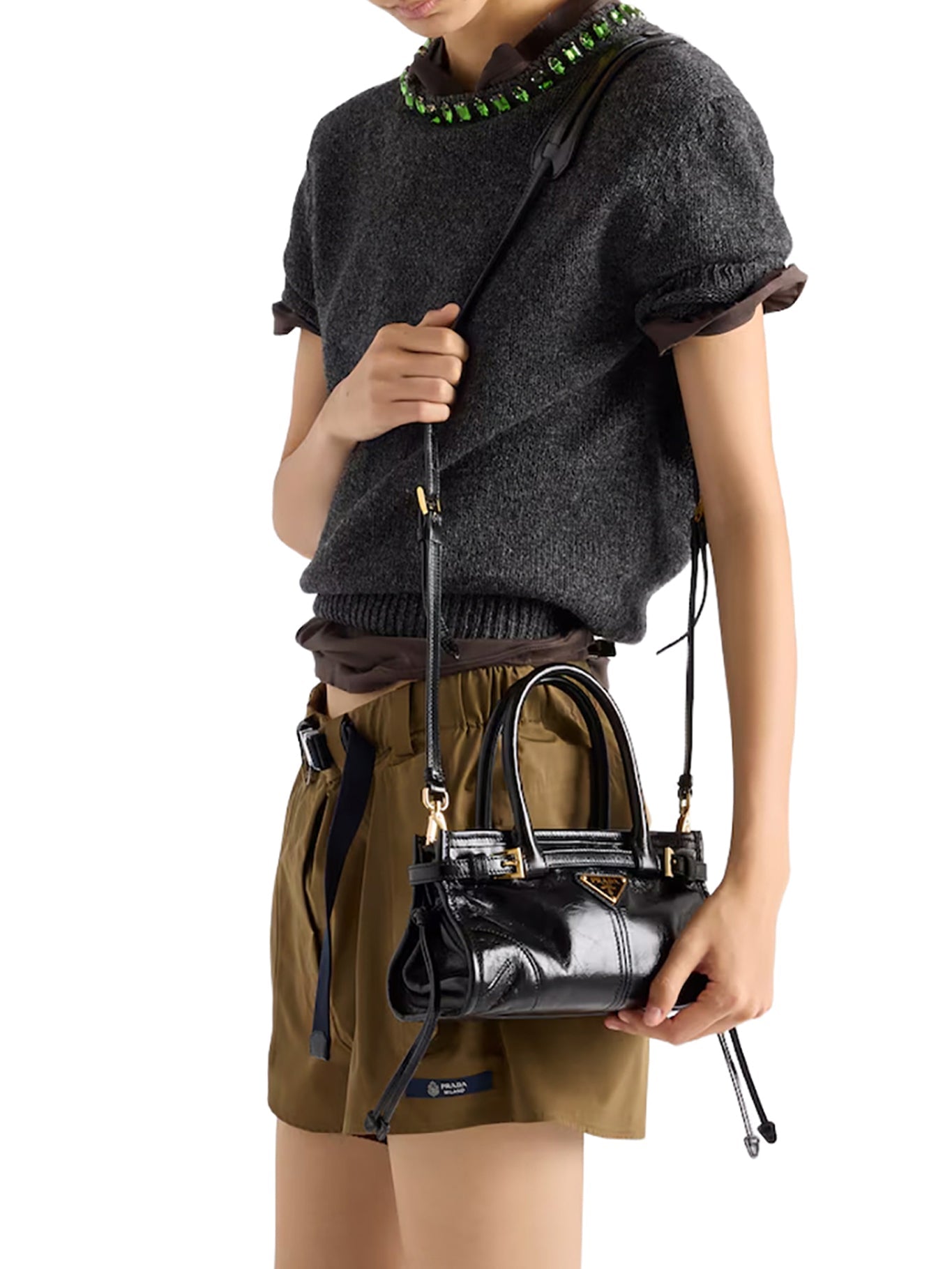 Оригінальна Bonnie Mini Leather Handbag Prada – збільшений вид