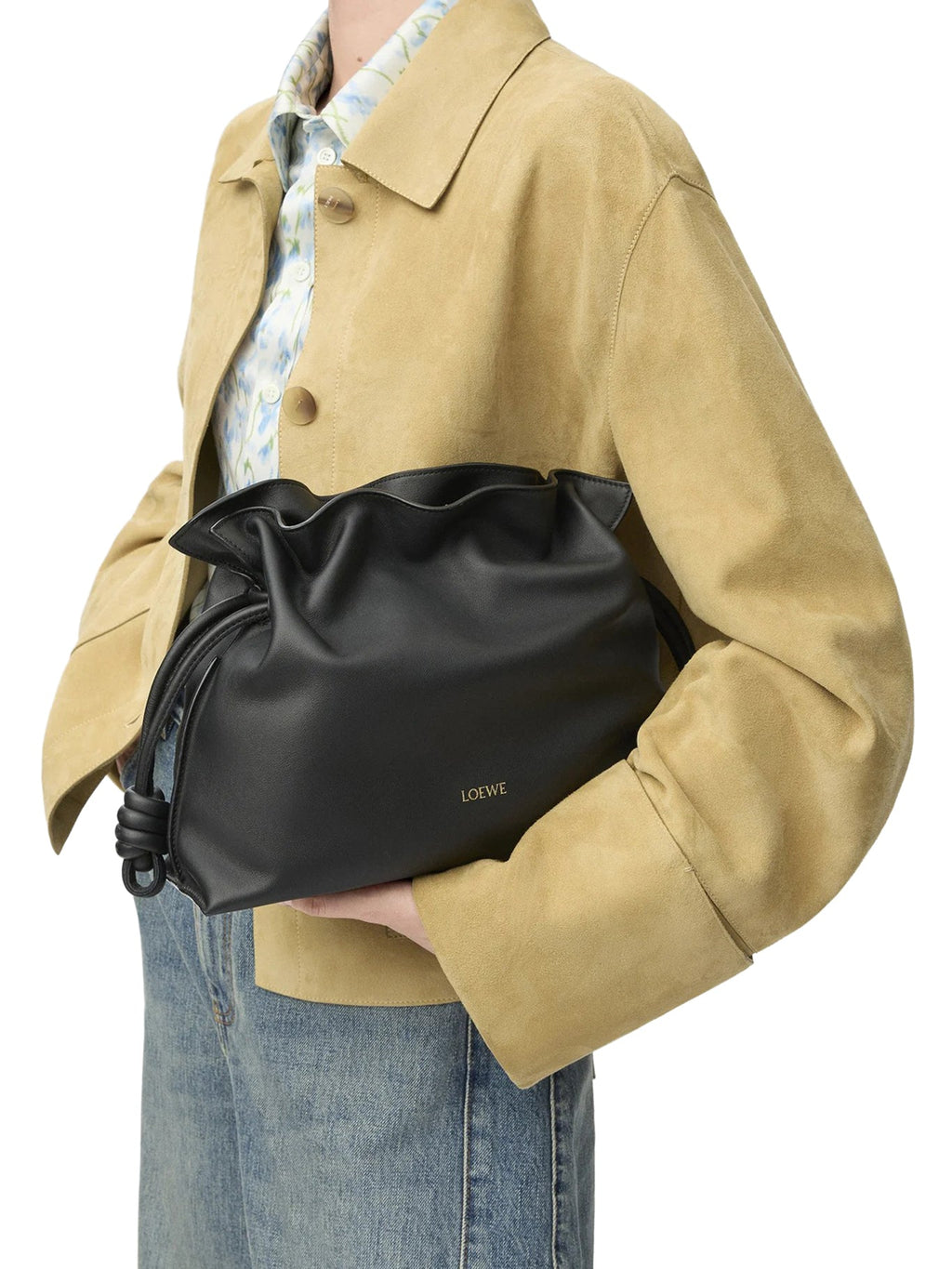 Оригінальна Medium Flamenco Clutch Bag In Calfskin Nappa Loewe – вид ззаду