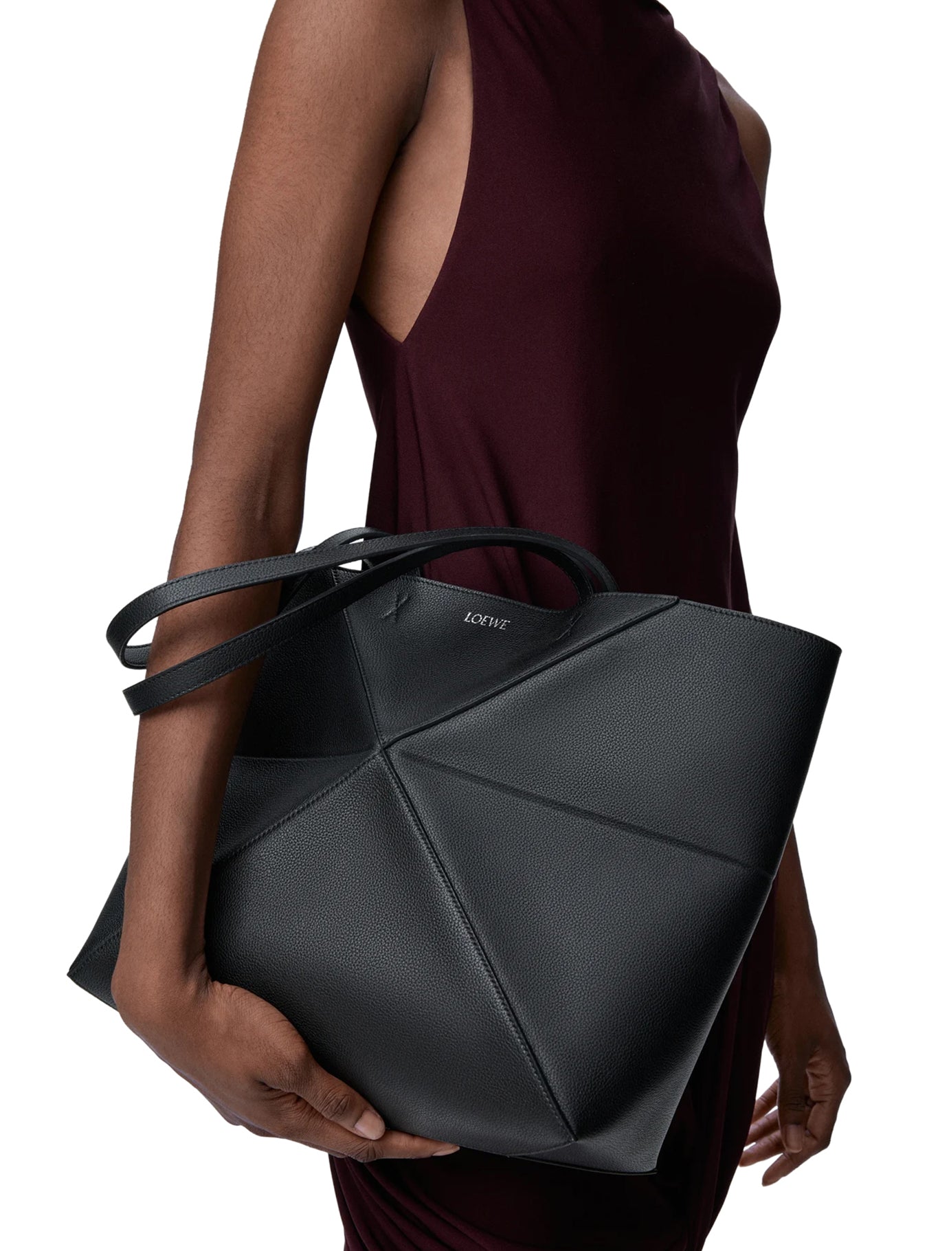 Medium Puzzle Fold Horizontal Tote Bag In Grained Calfskin Loewe – Гарантія оригінальності – детальний вид