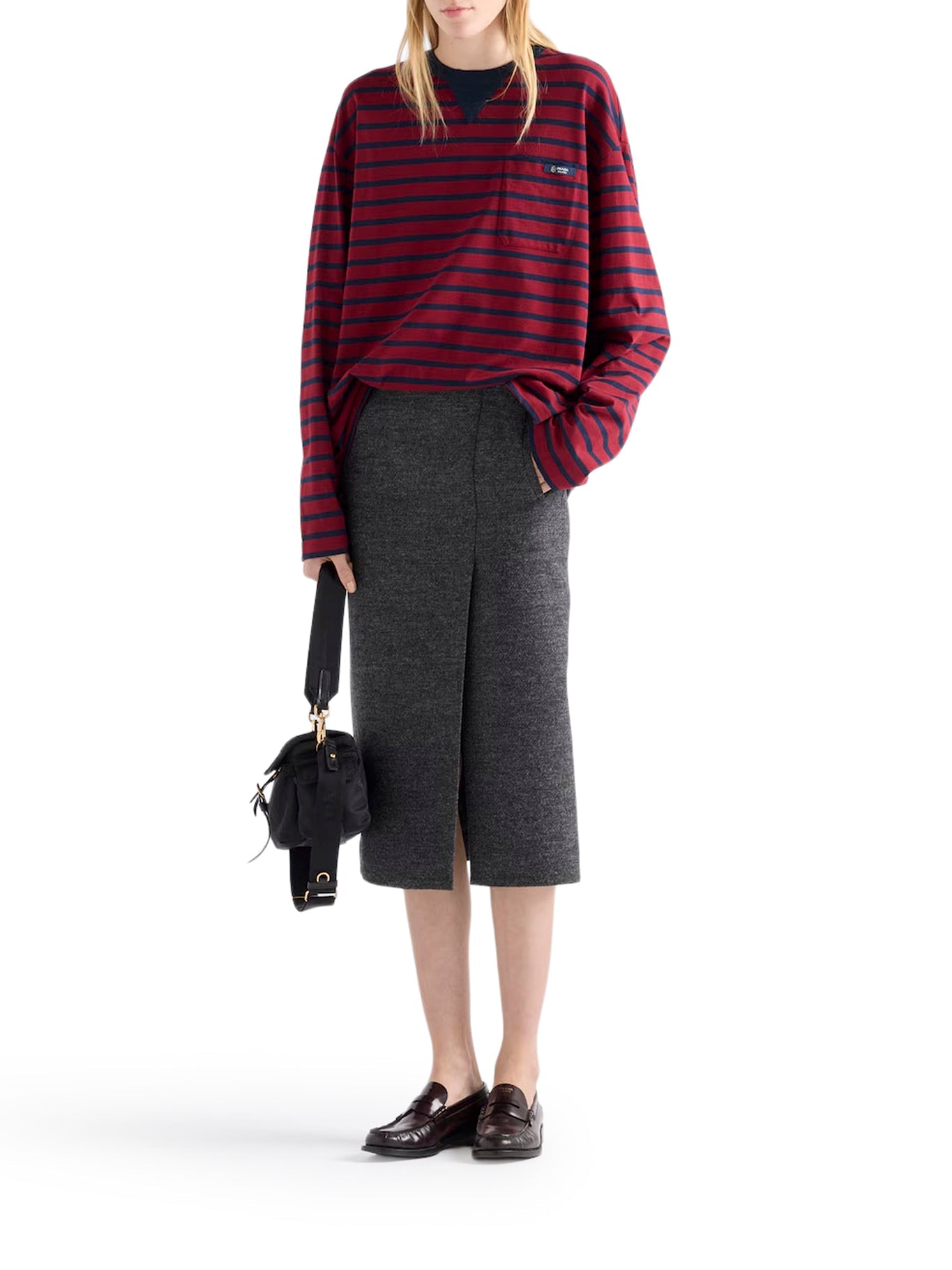 Оригінальна Striped Cotton Sweater Prada – вид ззаду