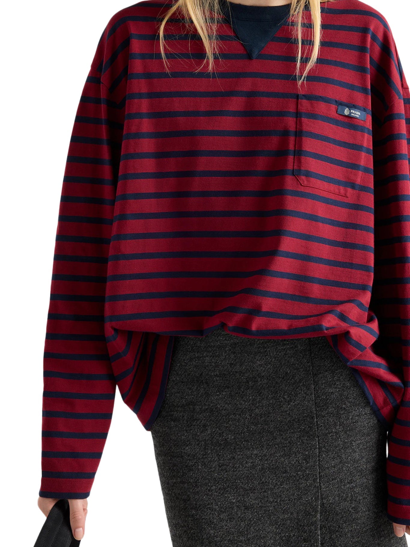 Оригінальна Striped Cotton Sweater Prada – збільшений вид