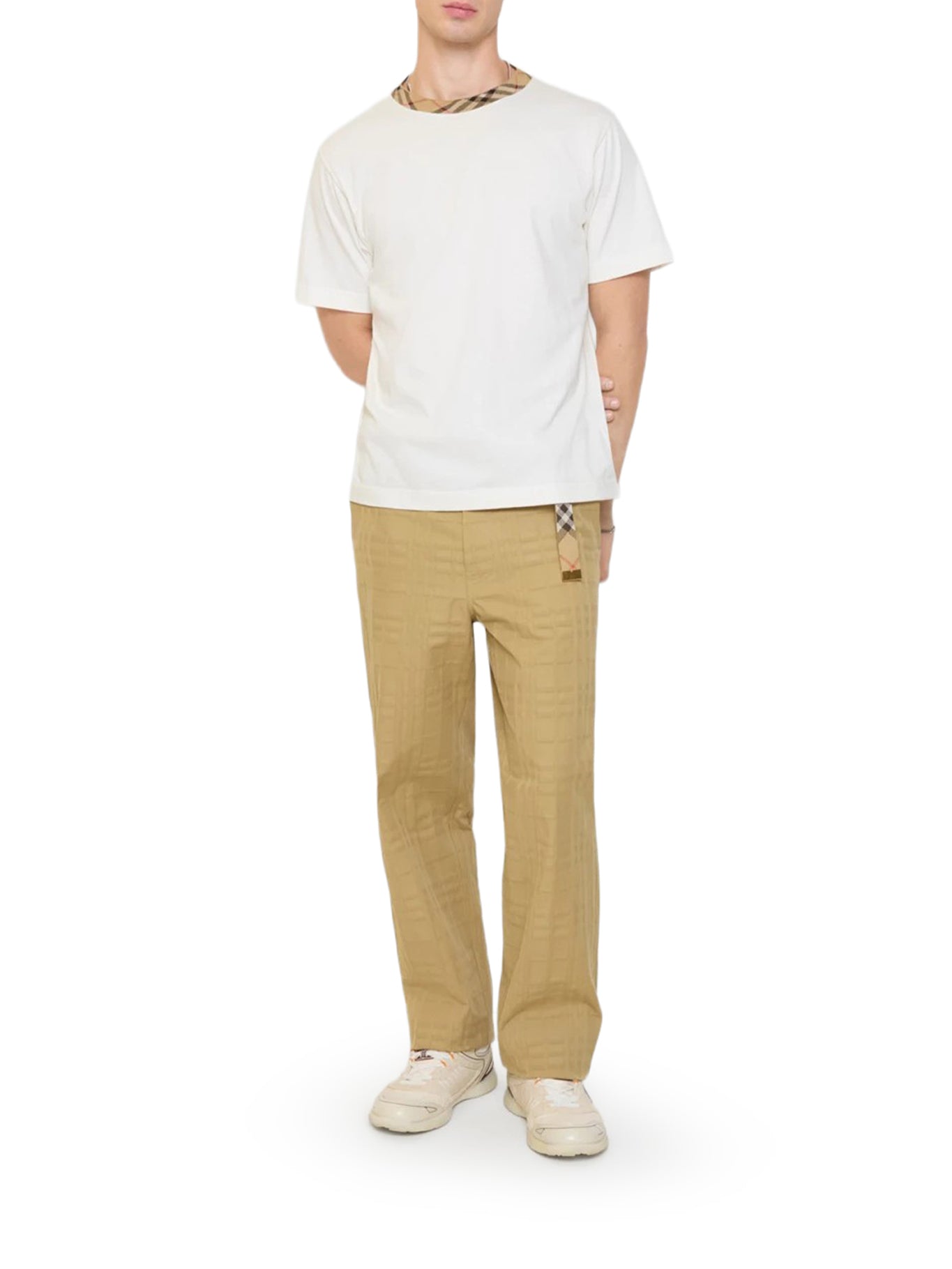 Textured Check Cotton Trousers Burberry оригінал – Купити в Україні – вид ззаду