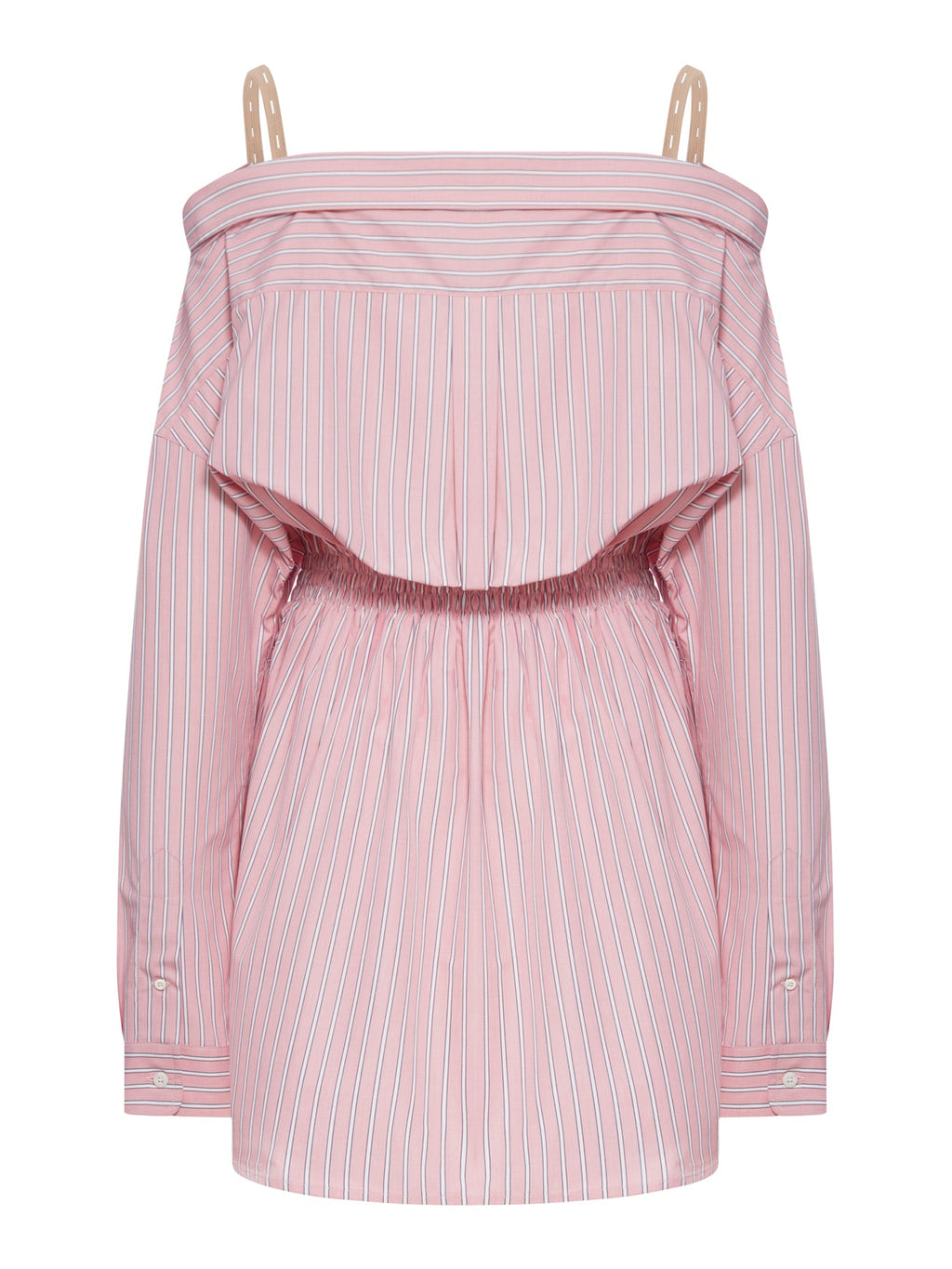 Оригінальна Striped Cotton Poplin Dress With Miu Miu Logo Miu miu – вид ззаду