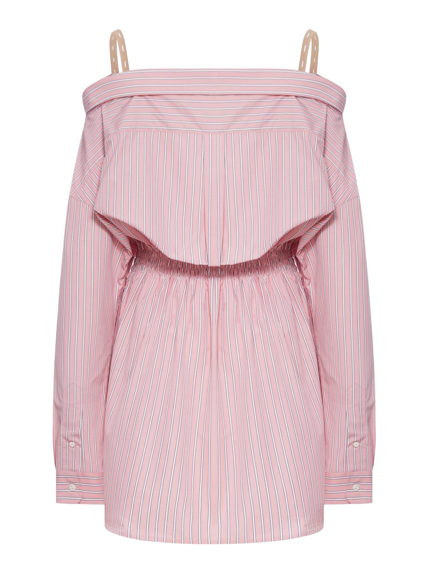 Оригінальна Striped Cotton Poplin Dress With Miu Miu Logo Miu miu – вид ззаду