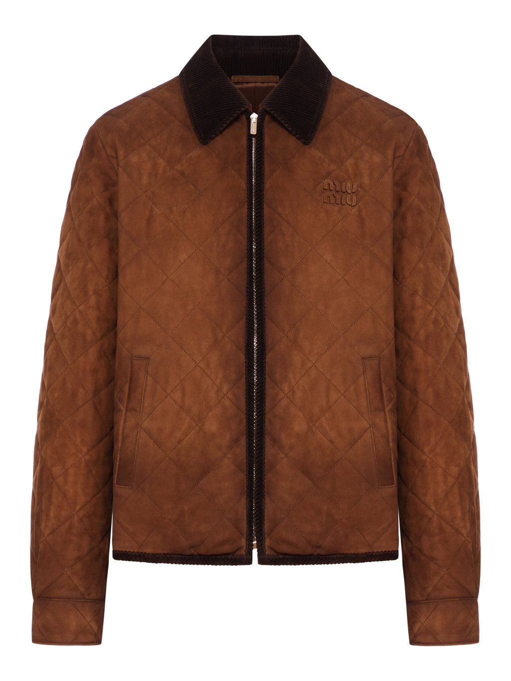 Оригінальна Suede Jacket With Velvet Collar Miu miu – боковий вид