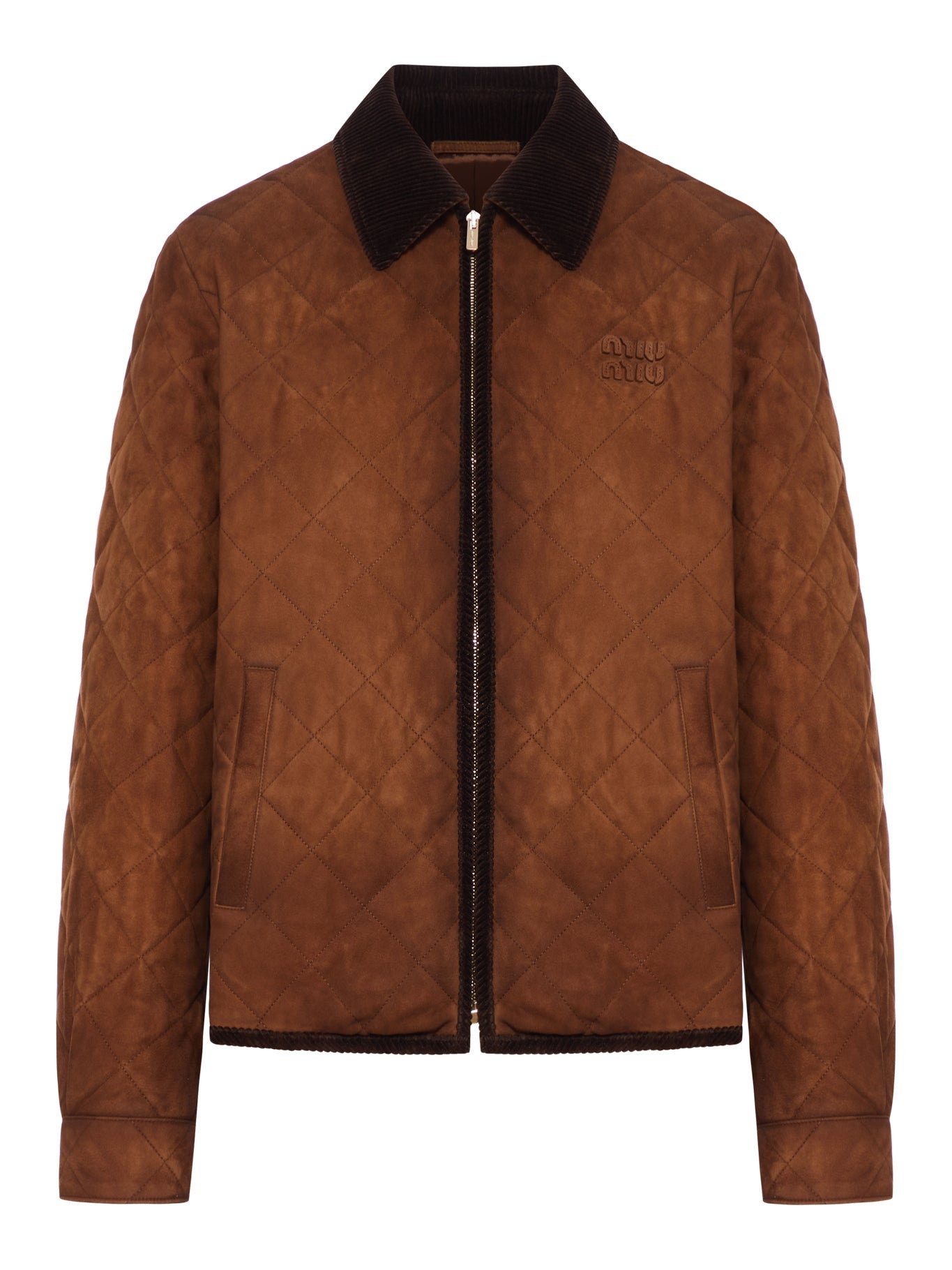 Оригінальна Suede Jacket With Velvet Collar Miu miu – боковий вид