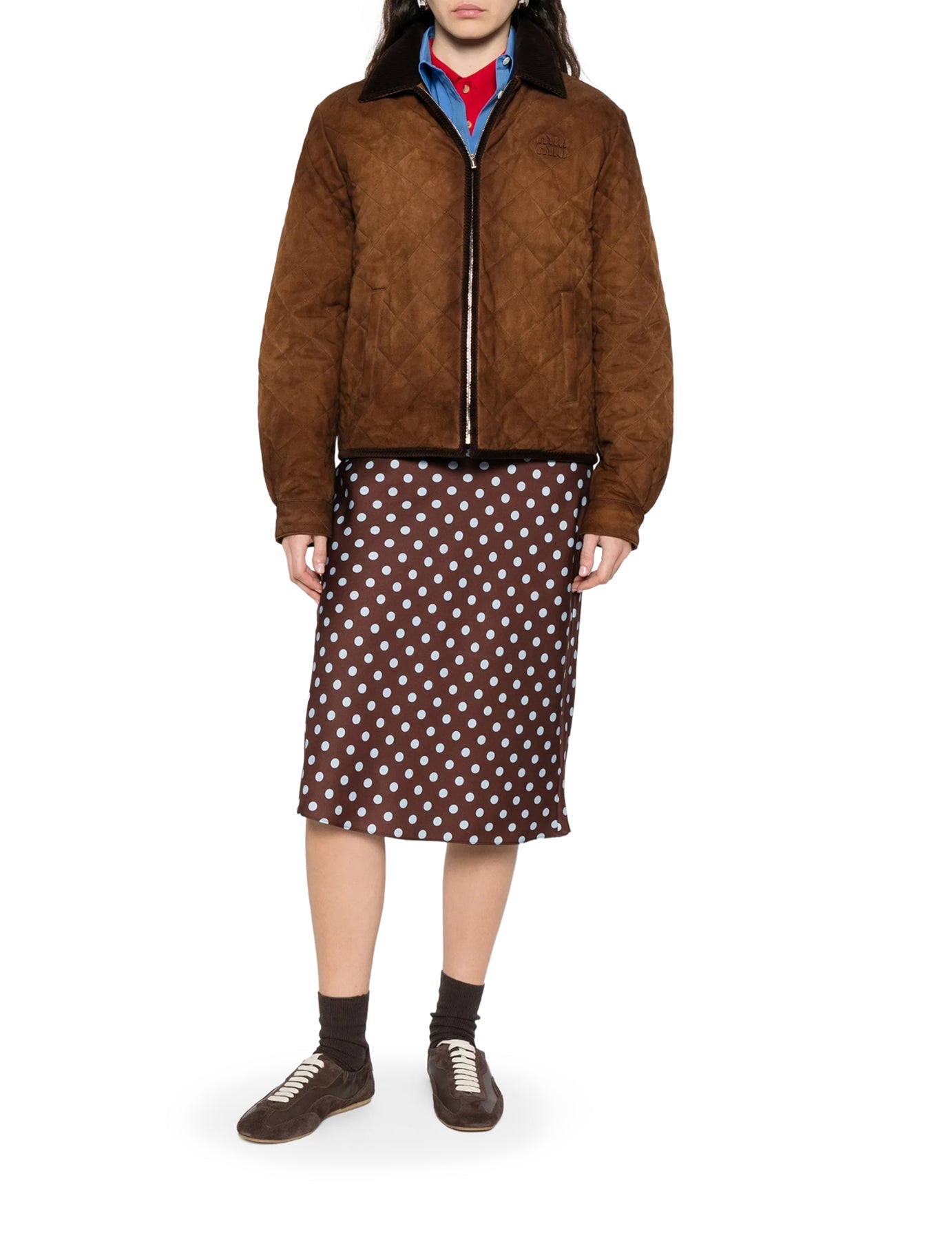 Оригінальна Suede Jacket With Velvet Collar Miu miu – вид ззаду