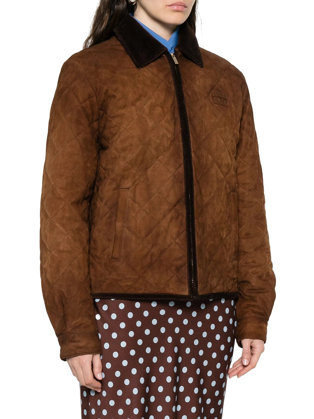 Оригінальна Suede Jacket With Velvet Collar Miu miu – детальний вид