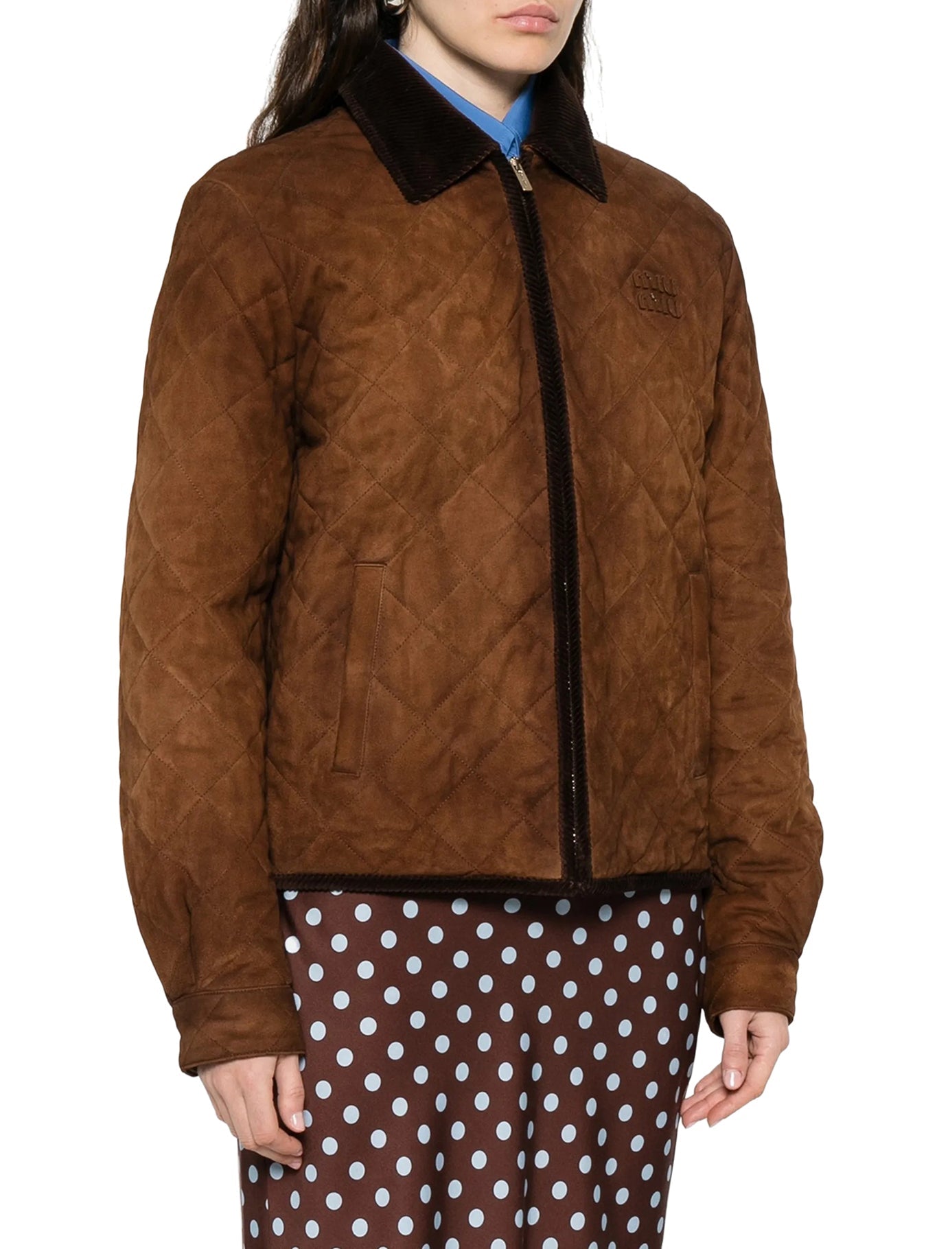 Оригінальна Suede Jacket With Velvet Collar Miu miu – детальний вид