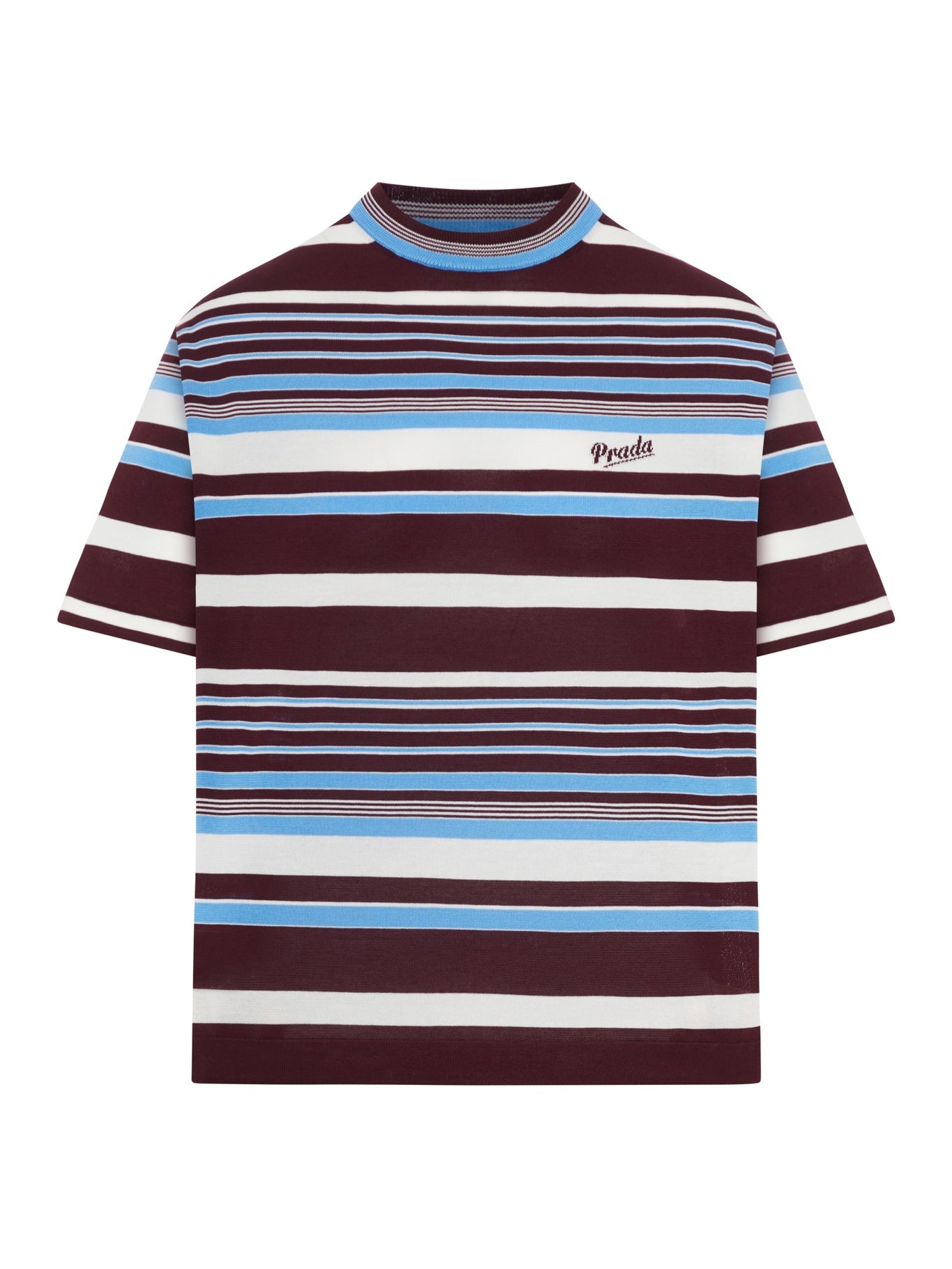 Striped Cotton Crew Neck Sweater Prada оригінал – Купити в Україні – боковий вид