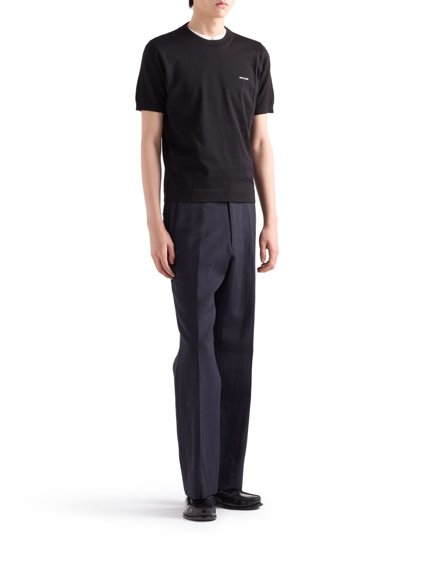 Оригінальна Crew Neck Cotton Sweater Prada – вид ззаду