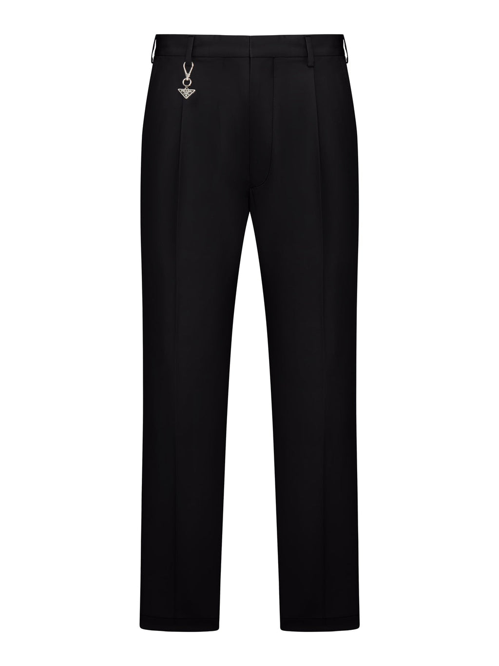 Оригінальна Cotton Trousers With Enameled Metal Triangle Logo Prada – боковий вид