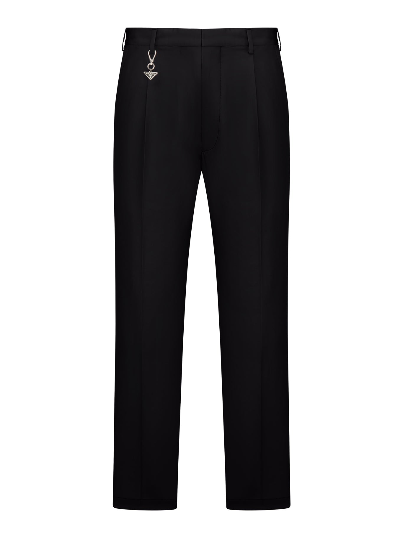 Оригінальна Cotton Trousers With Enameled Metal Triangle Logo Prada – боковий вид