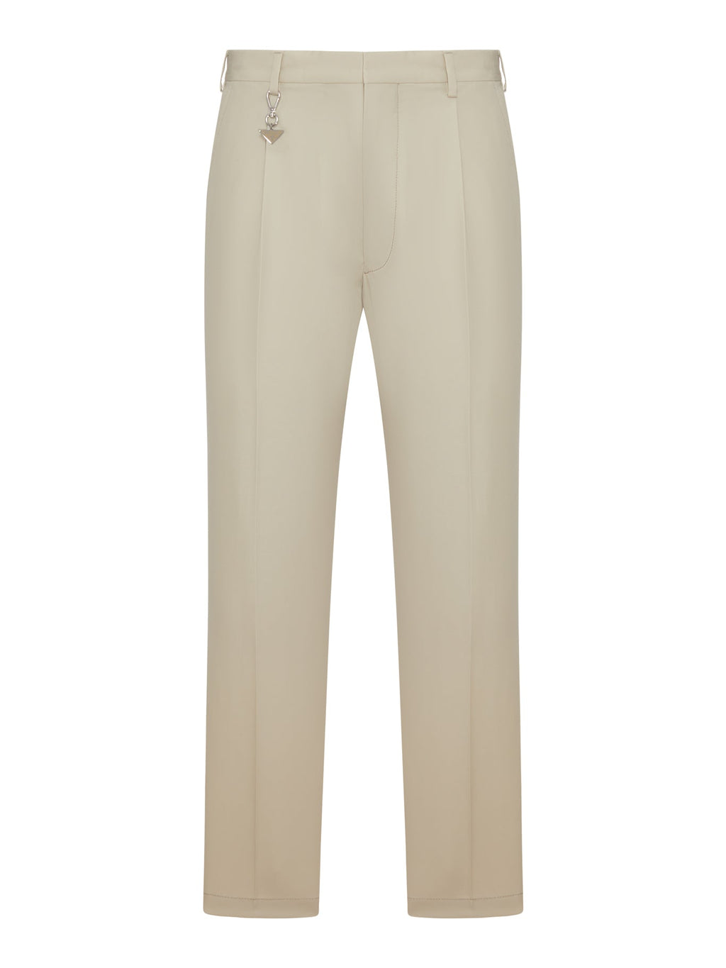 Оригінальна Cotton Trousers With Enameled Metal Triangle Logo Prada – боковий вид