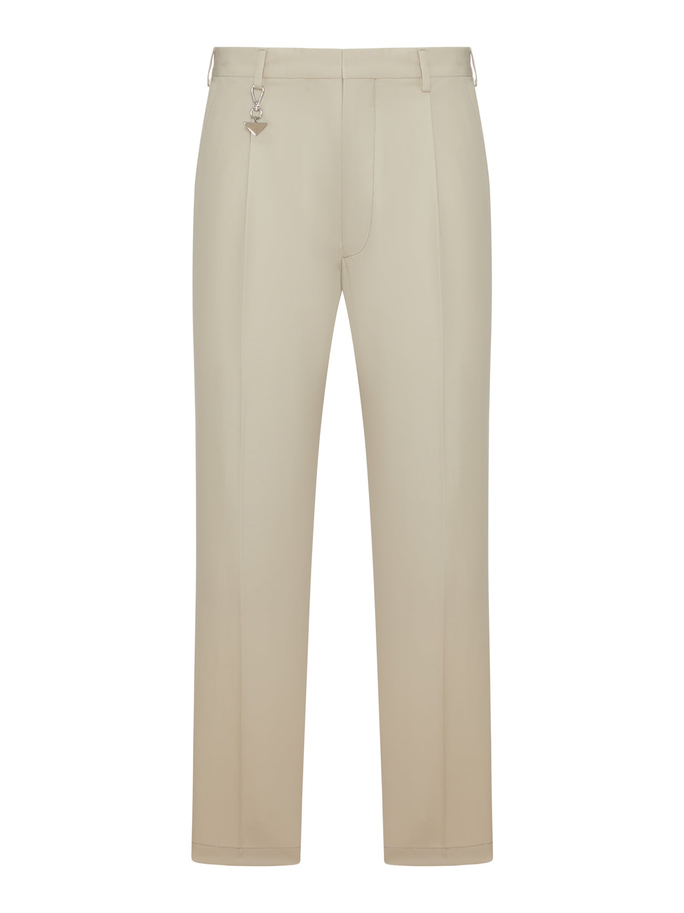 Оригінальна Cotton Trousers With Enameled Metal Triangle Logo Prada – боковий вид