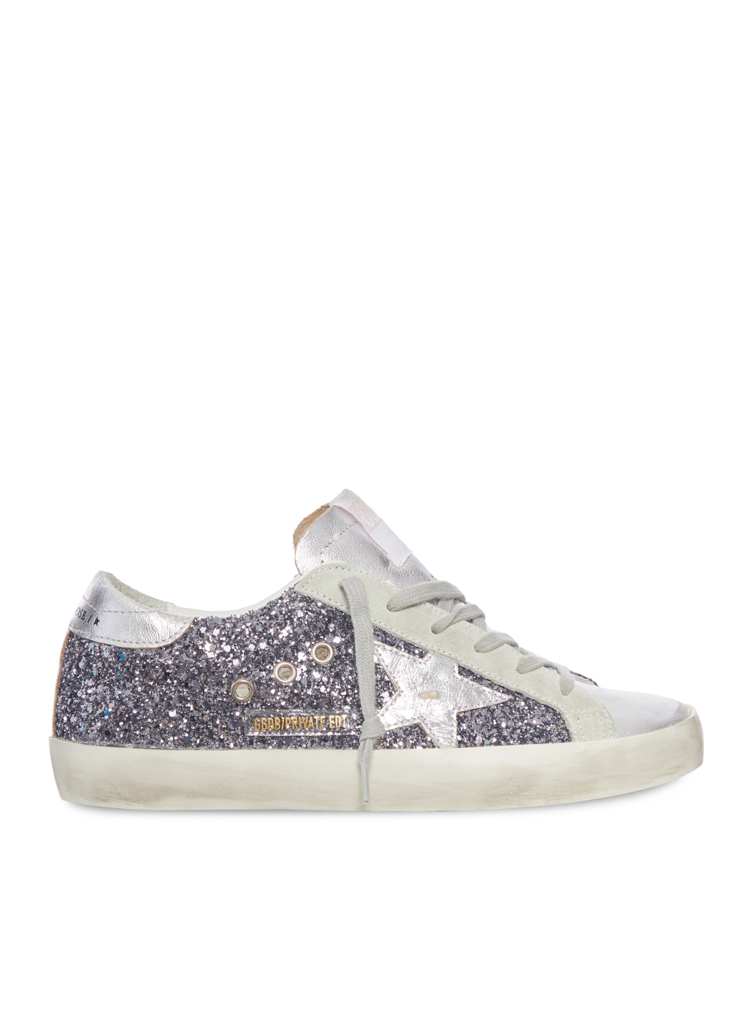 Оригінальна Super-Star In Leather With Silver Glitter Golden goose – боковий вид