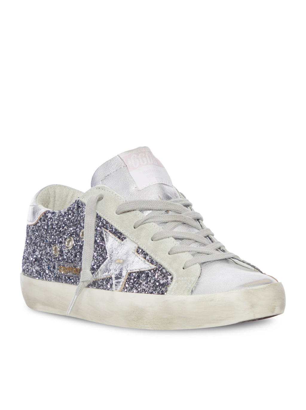 Оригінальна Super-Star In Leather With Silver Glitter Golden goose – вид ззаду