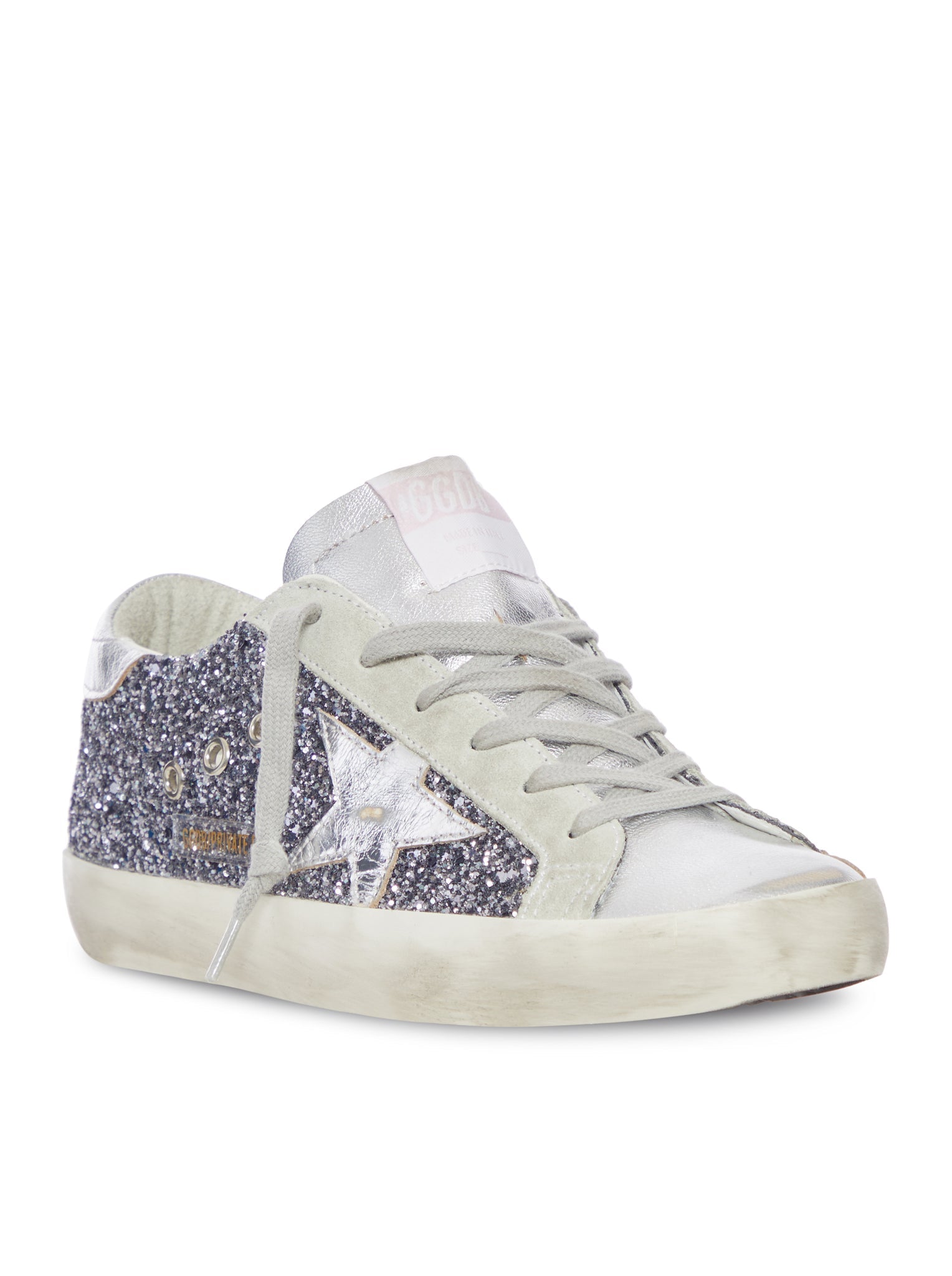 Оригінальна Super-Star In Leather With Silver Glitter Golden goose – вид ззаду