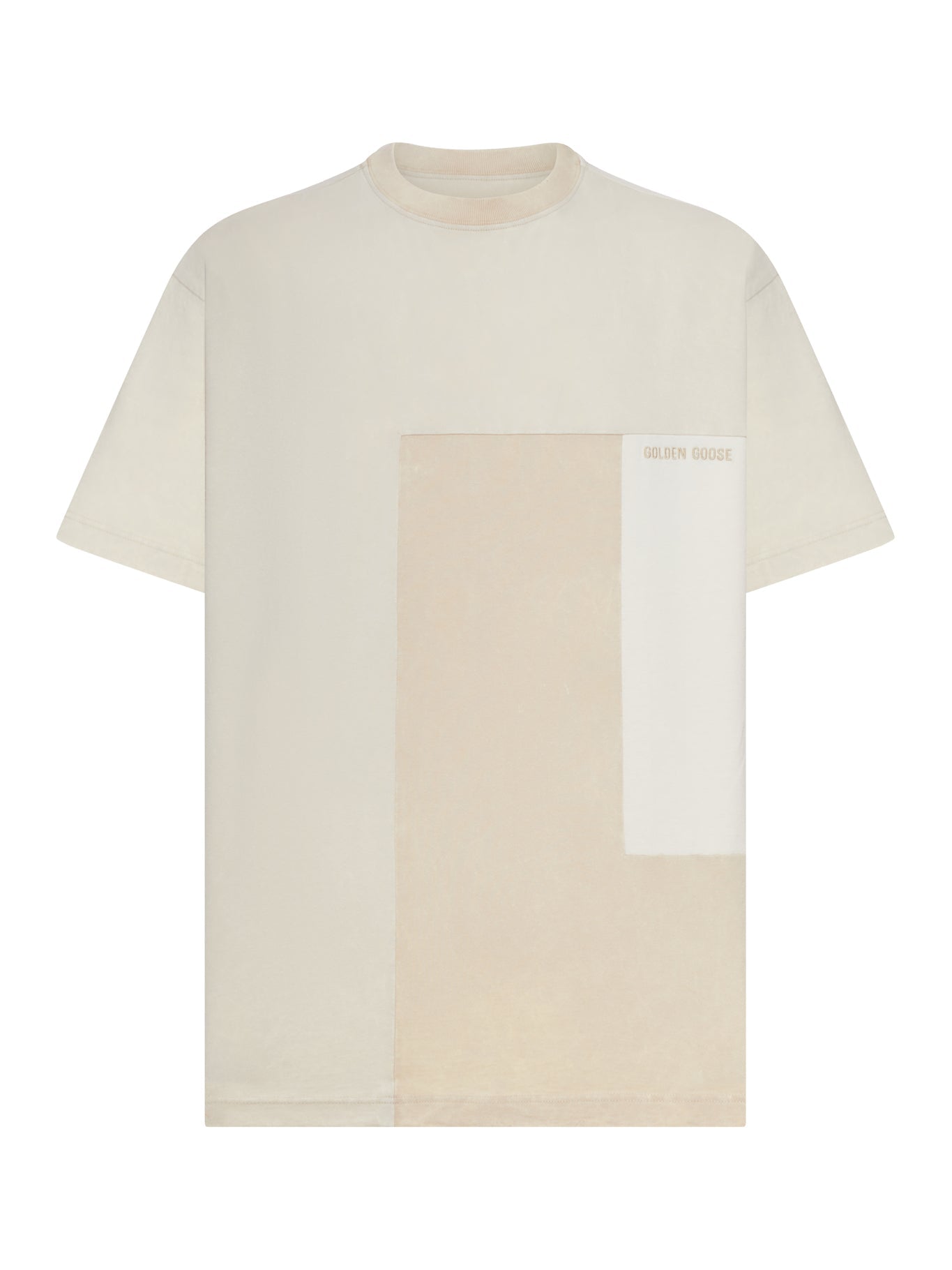Cotton Jersey T-Shirt With Patchwork Effect Golden goose оригінал – Купити в Україні – боковий вид