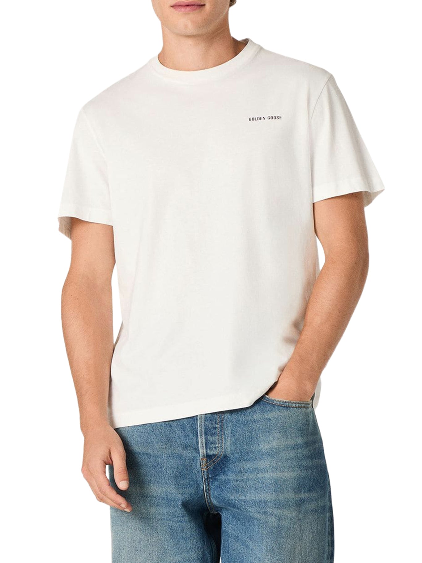 Оригінальна Vintage White Cotton Jersey T-Shirt Golden goose – детальний вид