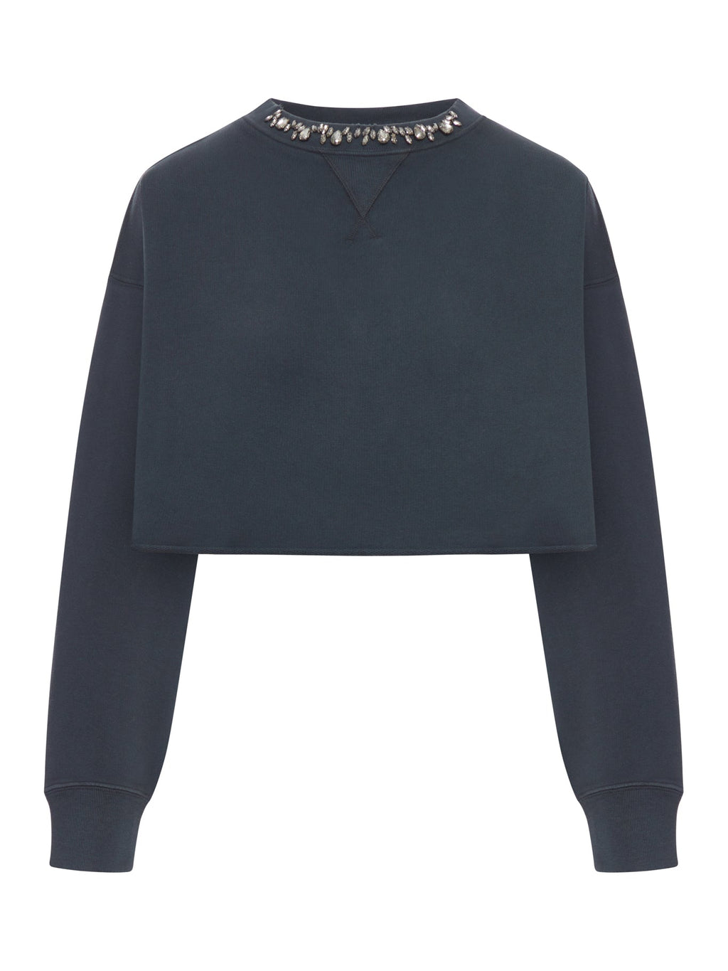 Crew Neck Sweatshirt In Organic Cotton Fleece With Crystals On The Neck Golden goose оригінал – Купити в Україні – боковий вид