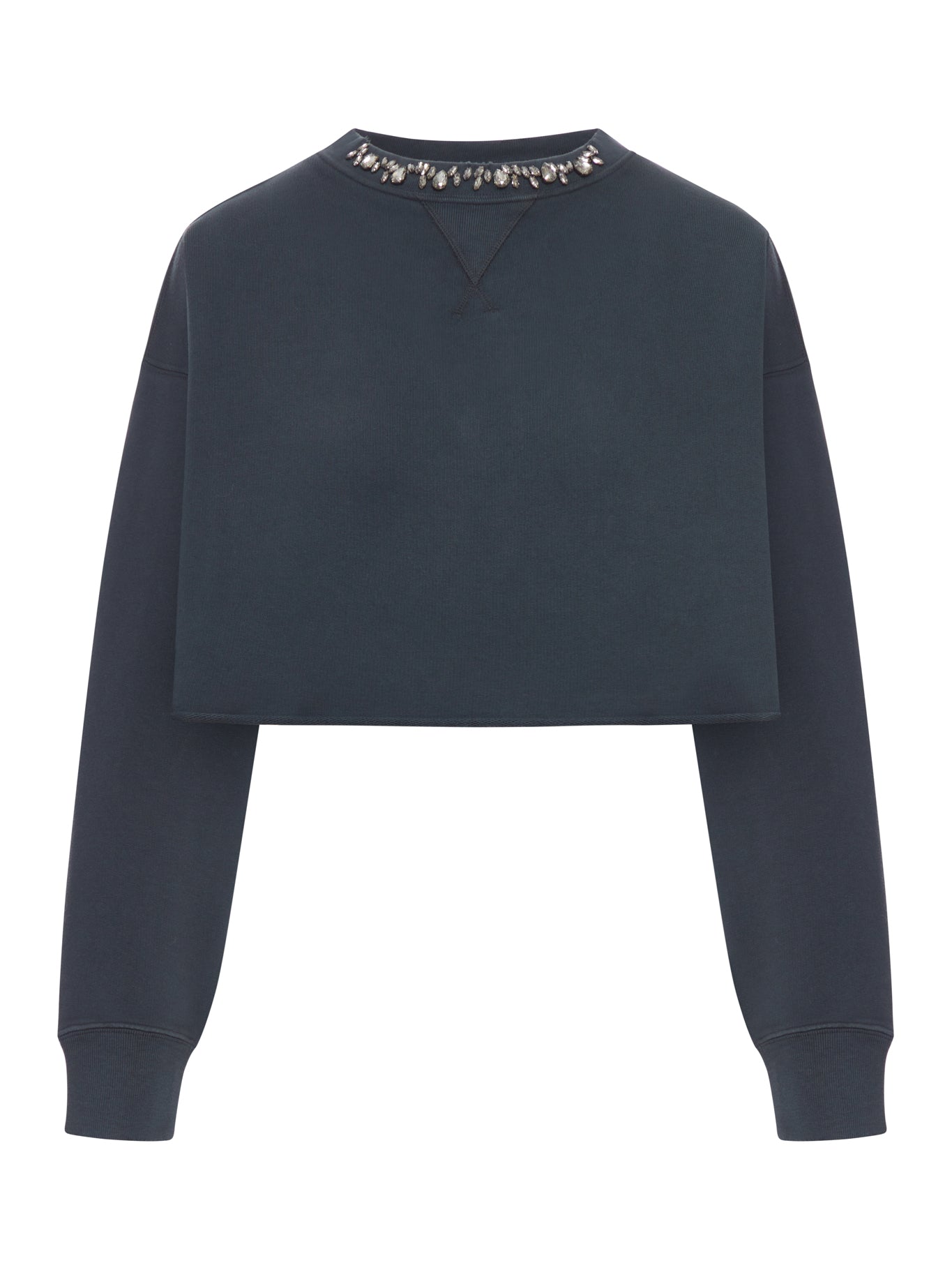 Crew Neck Sweatshirt In Organic Cotton Fleece With Crystals On The Neck Golden goose оригінал – Купити в Україні – боковий вид