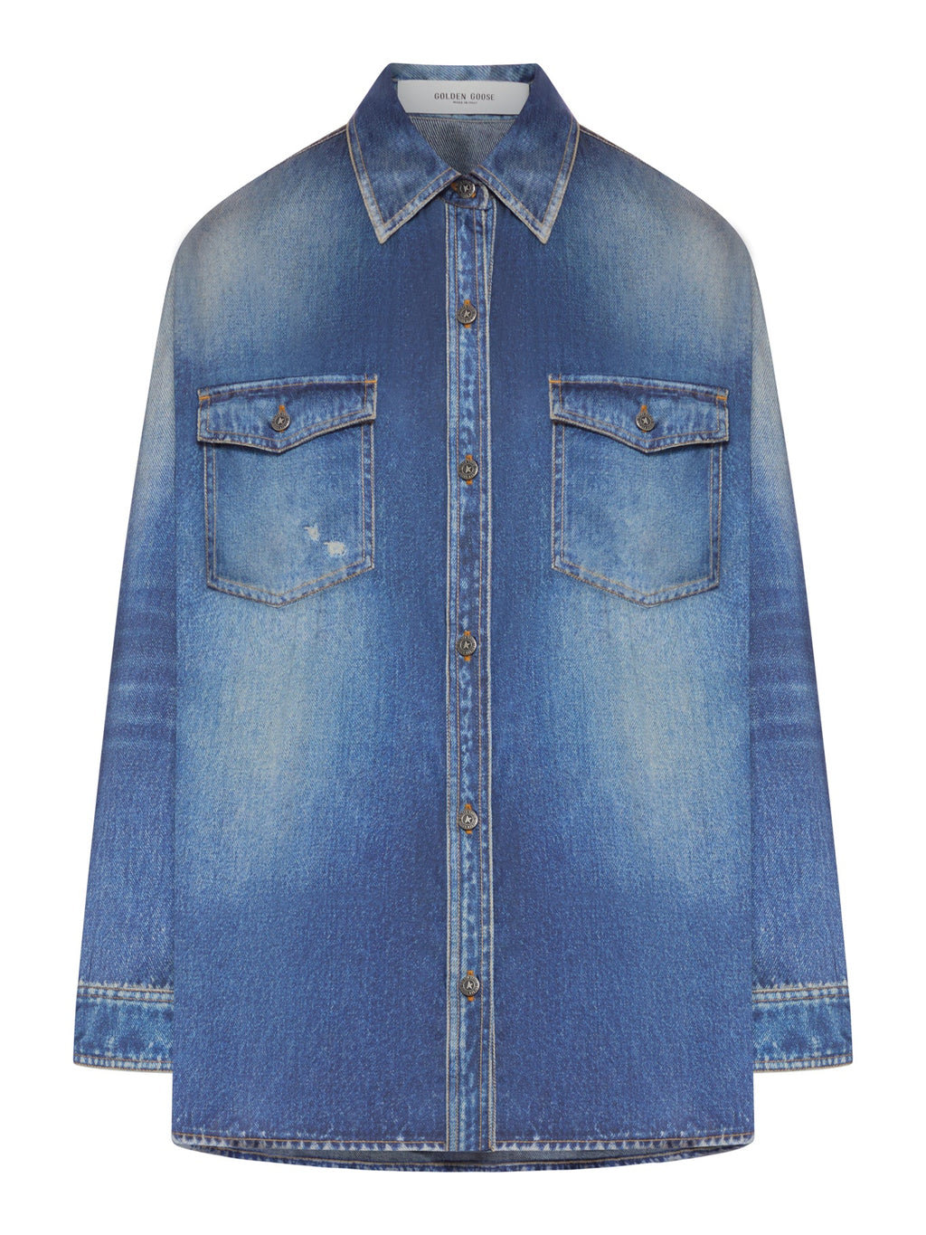 Оригінальна Oversized Shirt With Denim Print Golden goose – боковий вид