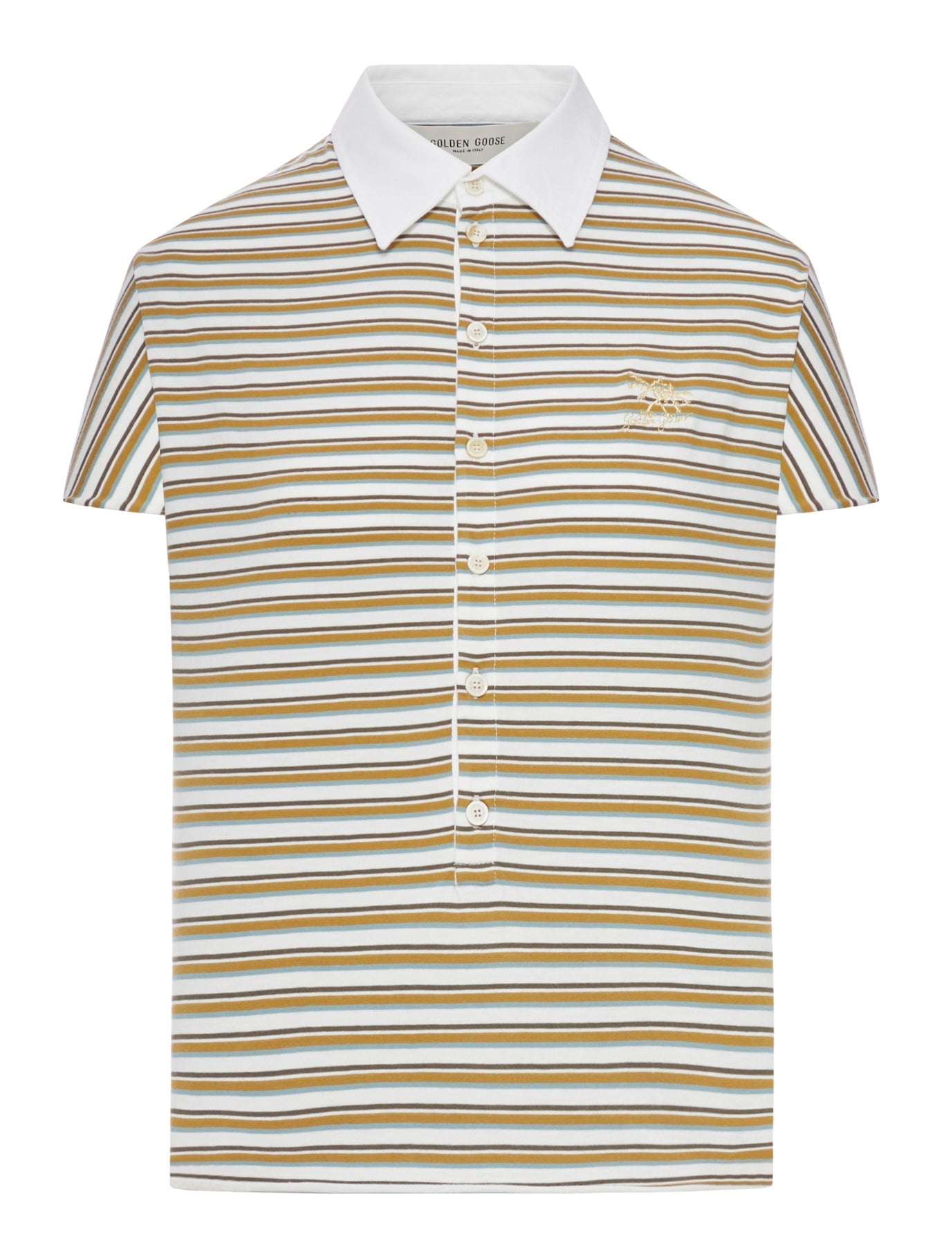 Striped Jersey Polo T-Shirt With Contrasting Collar Golden goose – Гарантія оригінальності – боковий вид