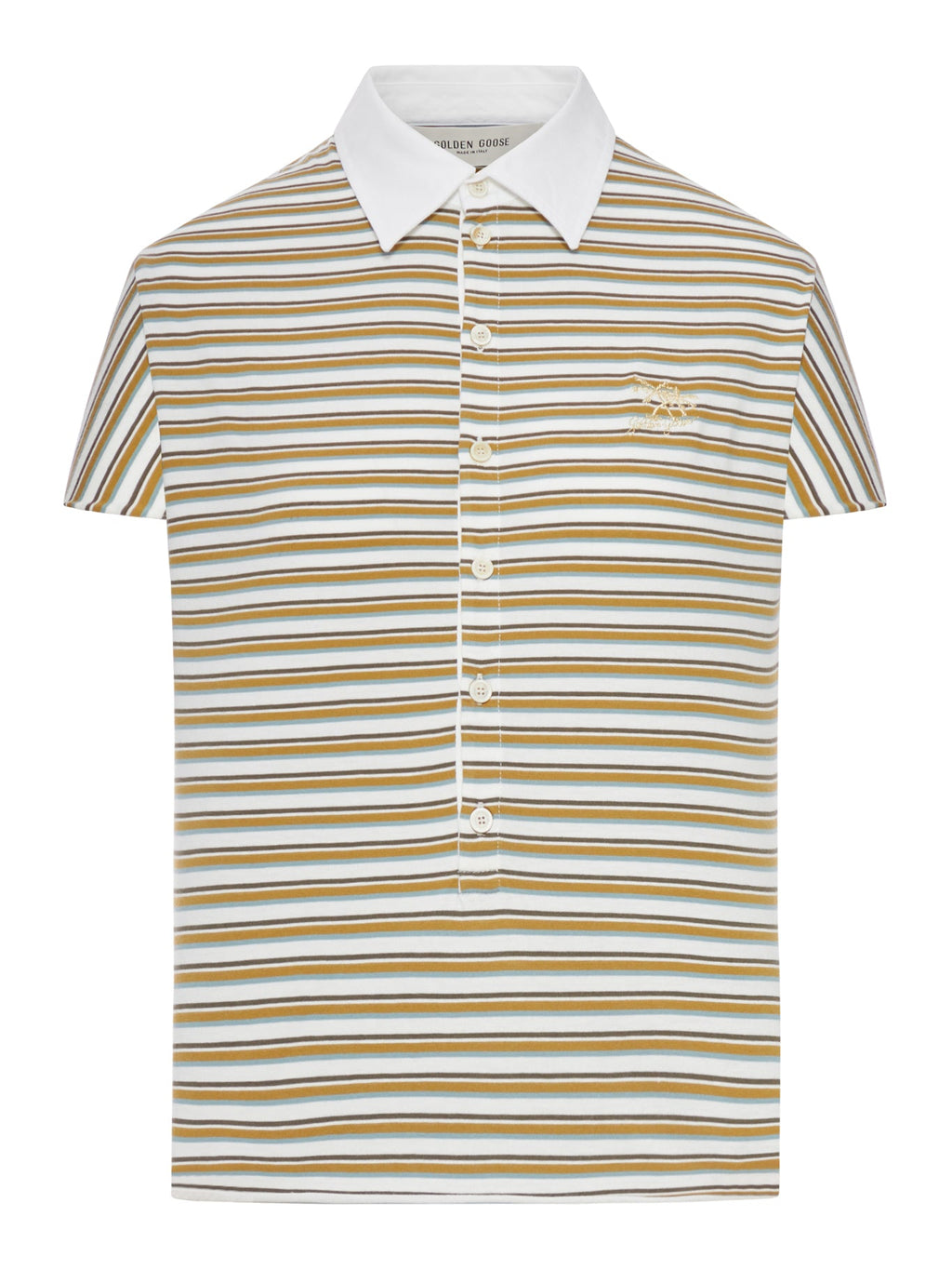 Striped Jersey Polo T-Shirt With Contrasting Collar Golden goose – Гарантія оригінальності – боковий вид