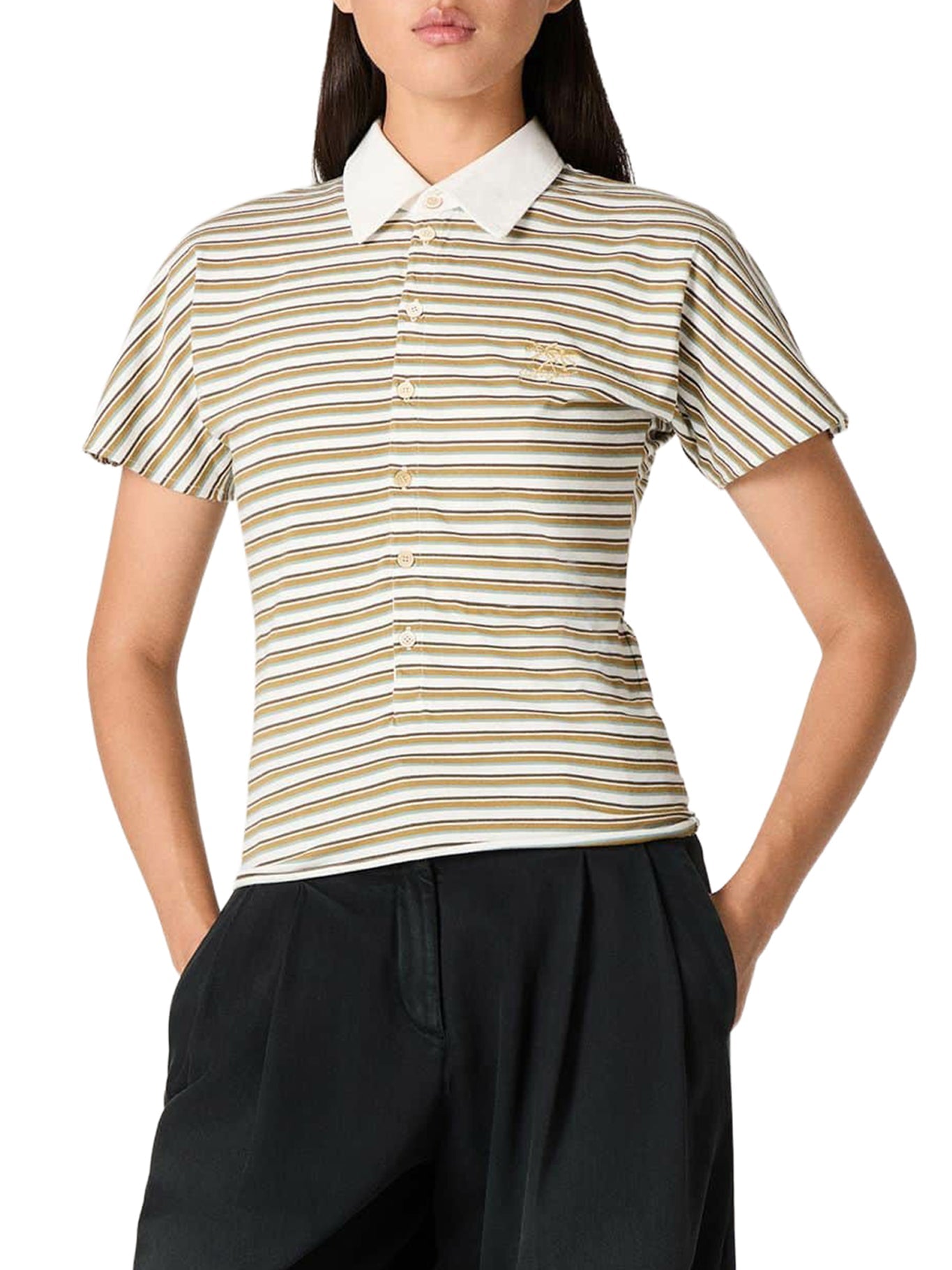 Striped Jersey Polo T-Shirt With Contrasting Collar Golden goose – Гарантія оригінальності – вид ззаду