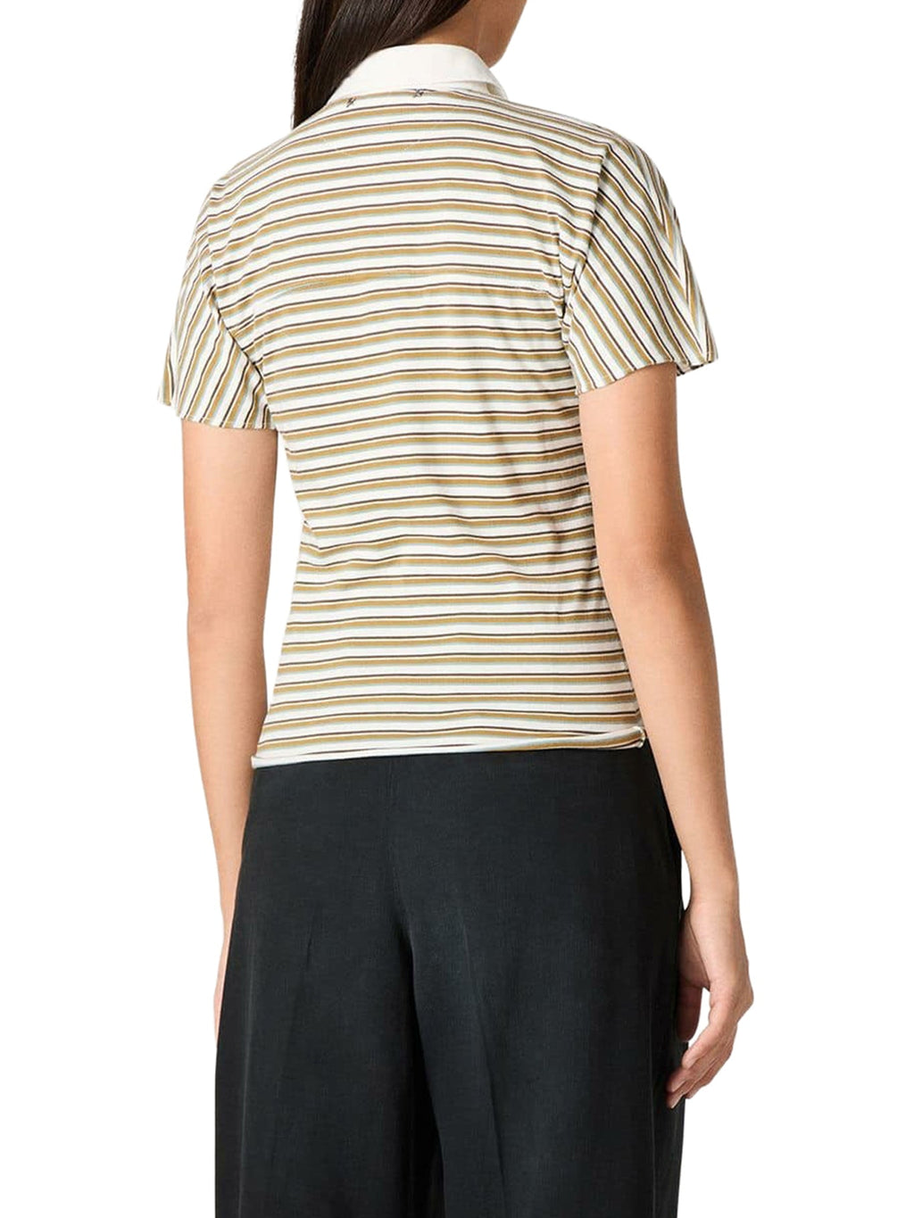 Striped Jersey Polo T-Shirt With Contrasting Collar Golden goose – Гарантія оригінальності – детальний вид