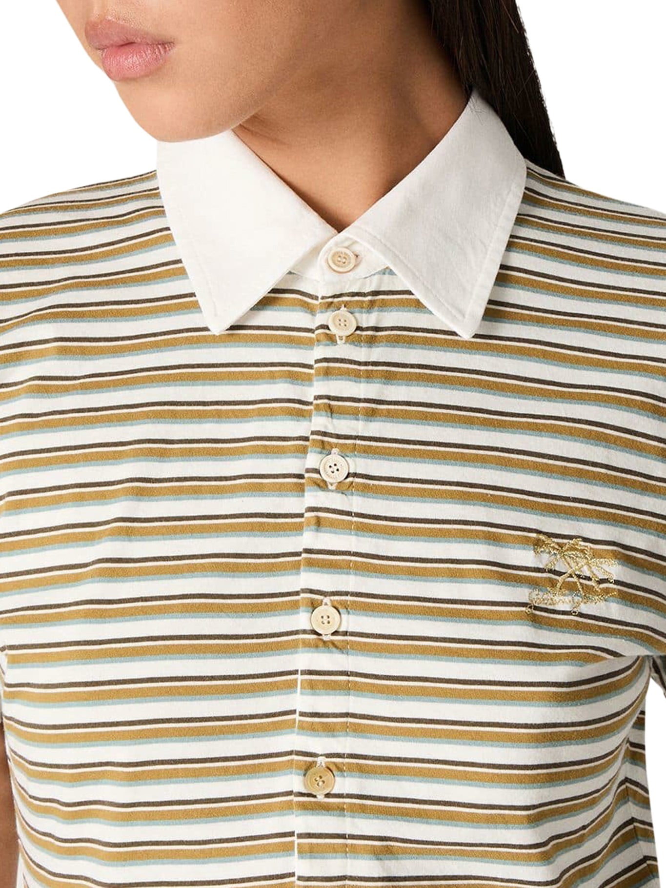 Striped Jersey Polo T-Shirt With Contrasting Collar Golden goose – Гарантія оригінальності – збільшений вид