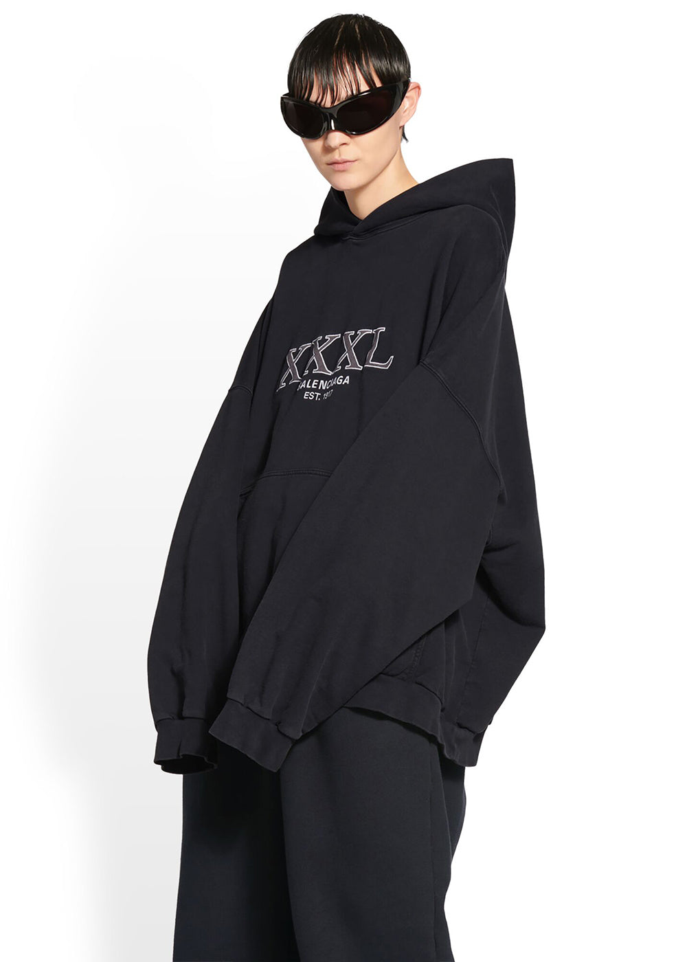 Black Large Fit Hoodie Balenciaga – Гарантія оригінальності – вид ззаду