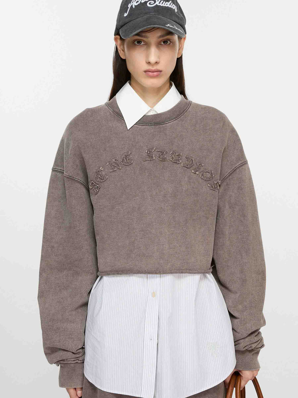 Cropped Crew Neck Sweatshirt Acne studios оригінал – Купити в Україні – вид ззаду