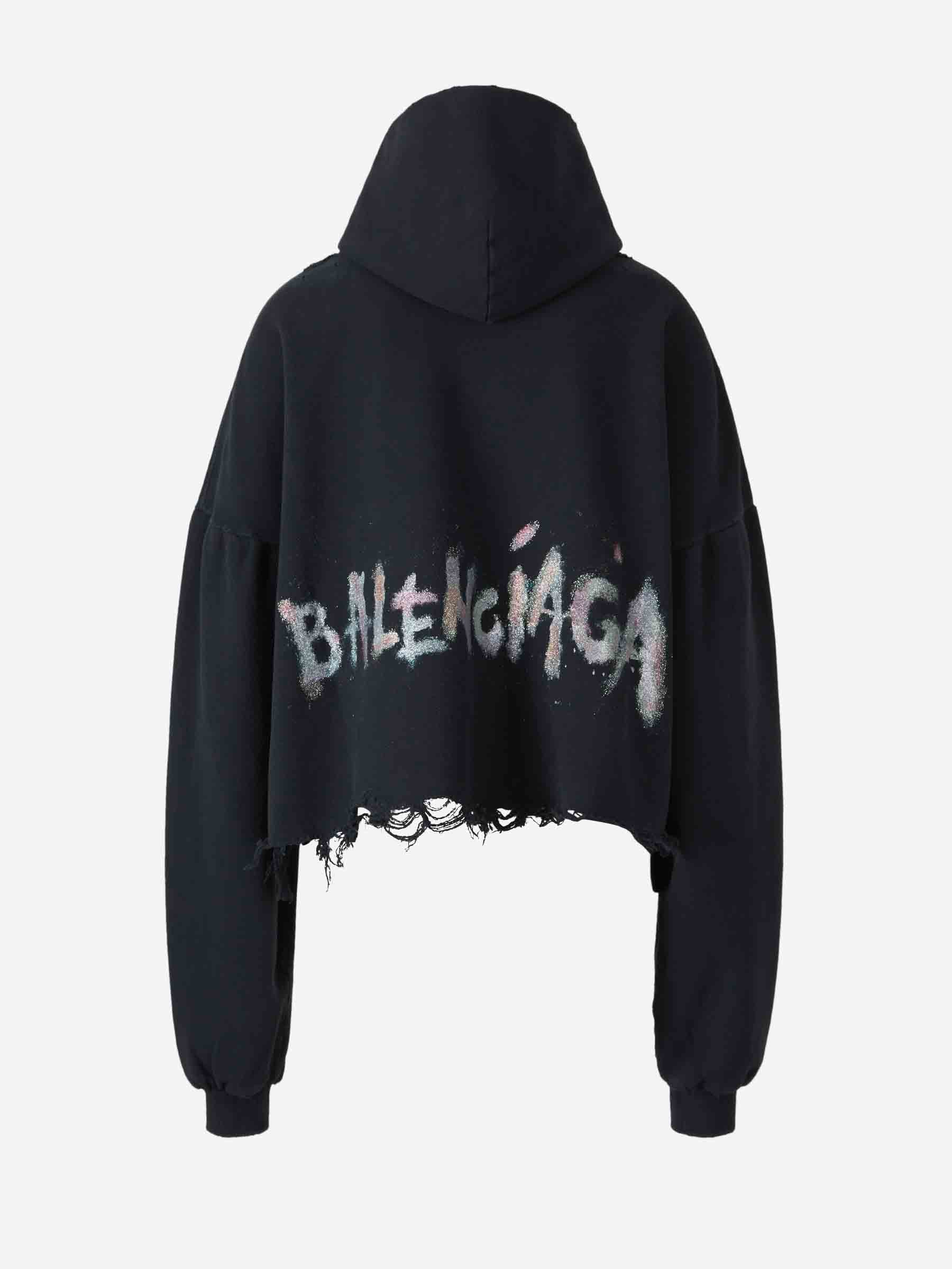 Cropped Hooded Sweatshirt Balenciaga оригінал – Купити в Україні – вид ззаду