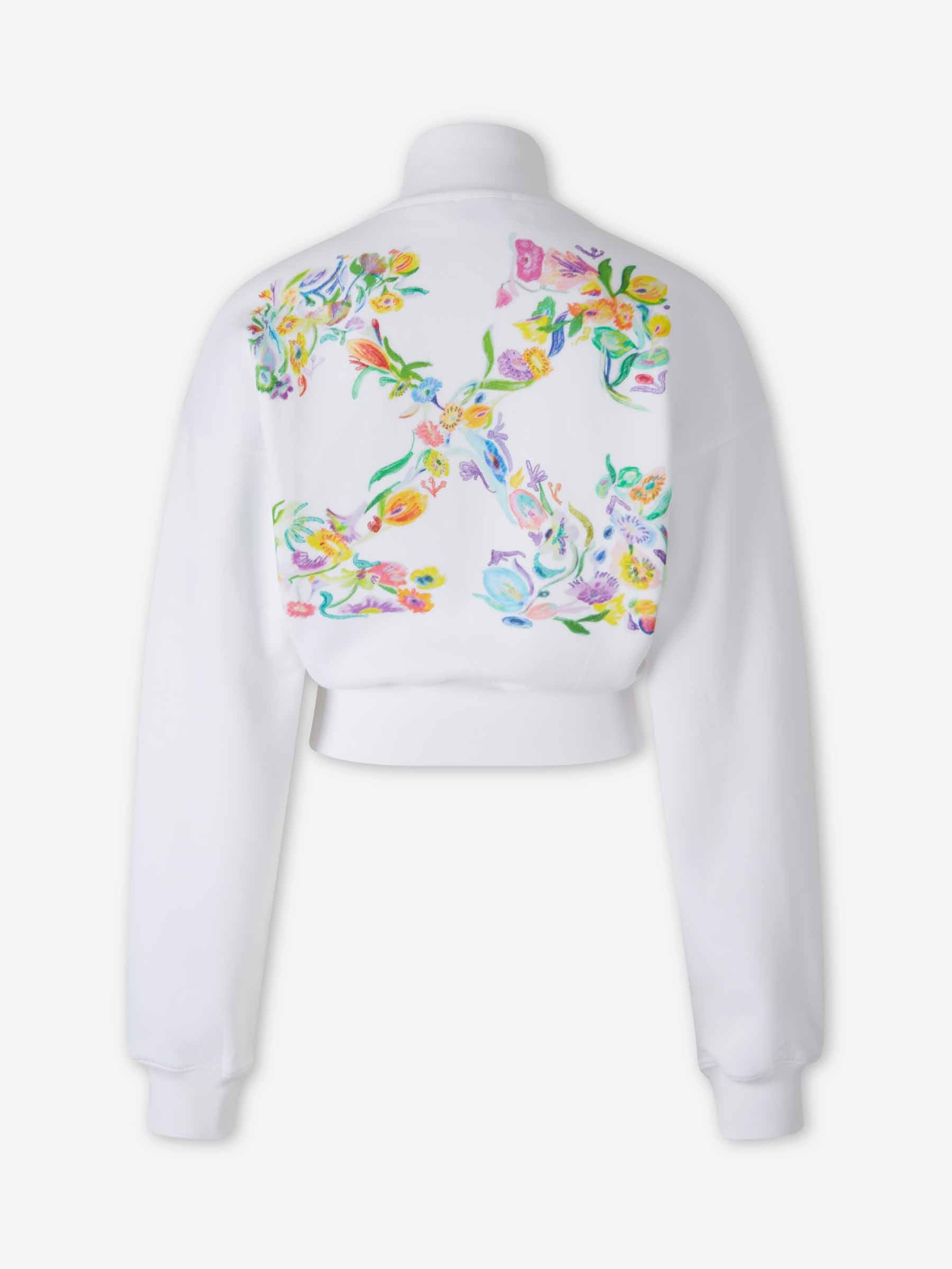 Оригінальна Cropped Zip-Up Sweatshirt Off-white – вид ззаду
