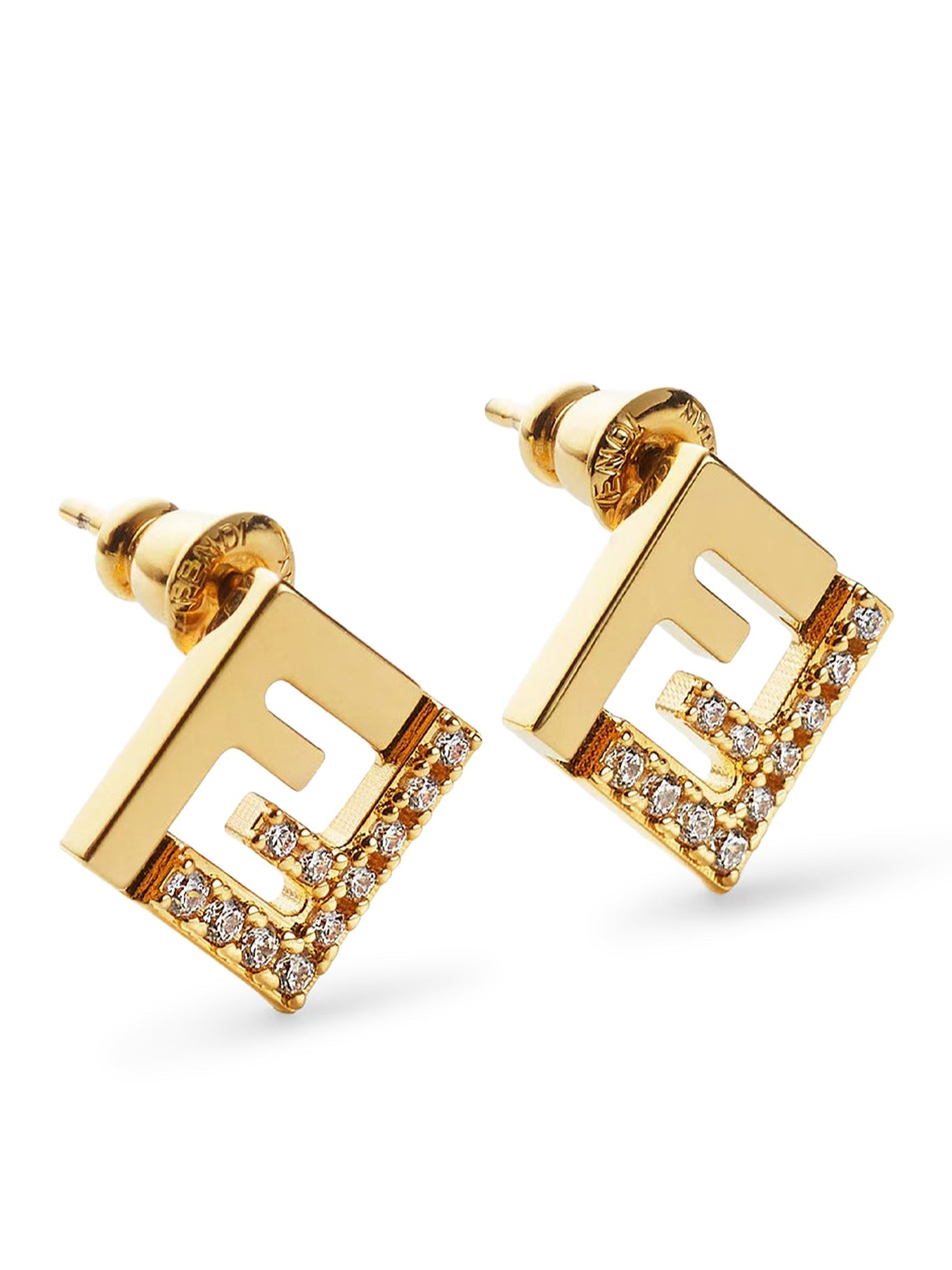 Forever Earrings In Golden Metal And Crystals Fendi – Гарантія оригінальності – боковий вид