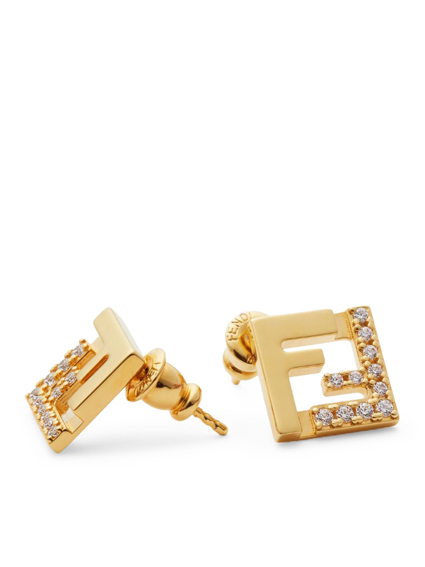 Forever Earrings In Golden Metal And Crystals Fendi – Гарантія оригінальності – вид ззаду