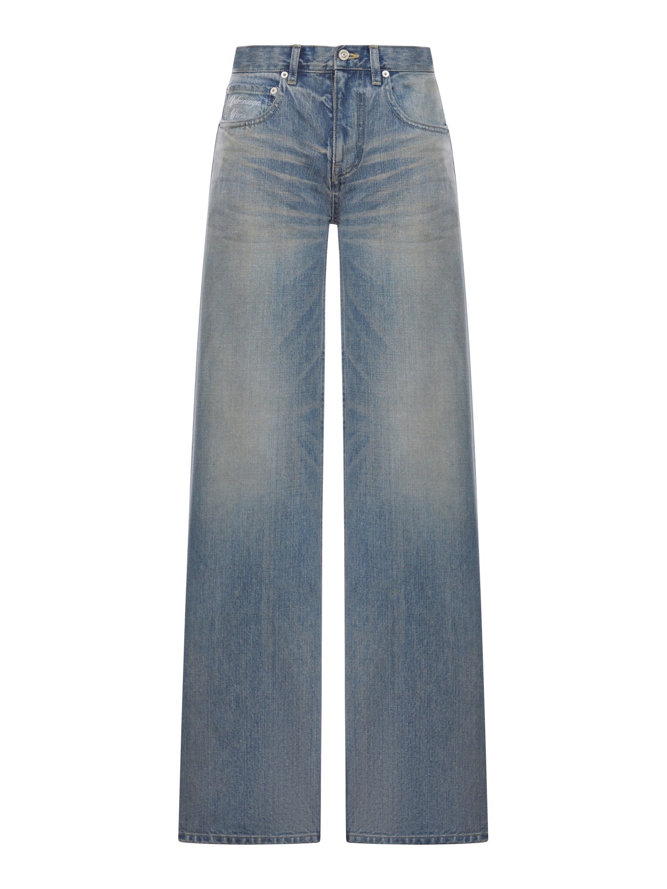 Оригінальна Organic Cotton Denim Wide-Leg Baggy Trousers Balenciaga – боковий вид