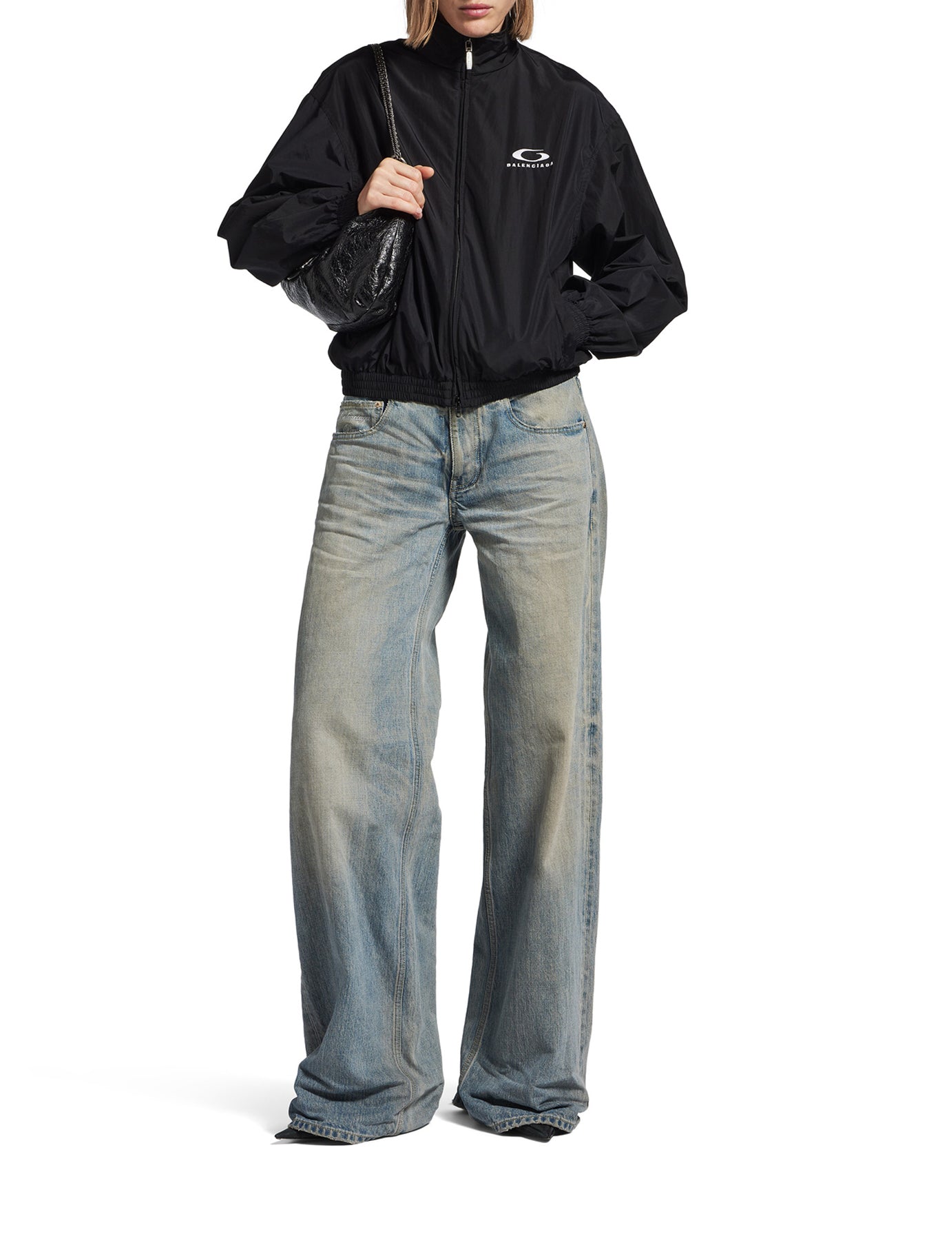 Оригінальна Organic Cotton Denim Wide-Leg Baggy Trousers Balenciaga – вид ззаду