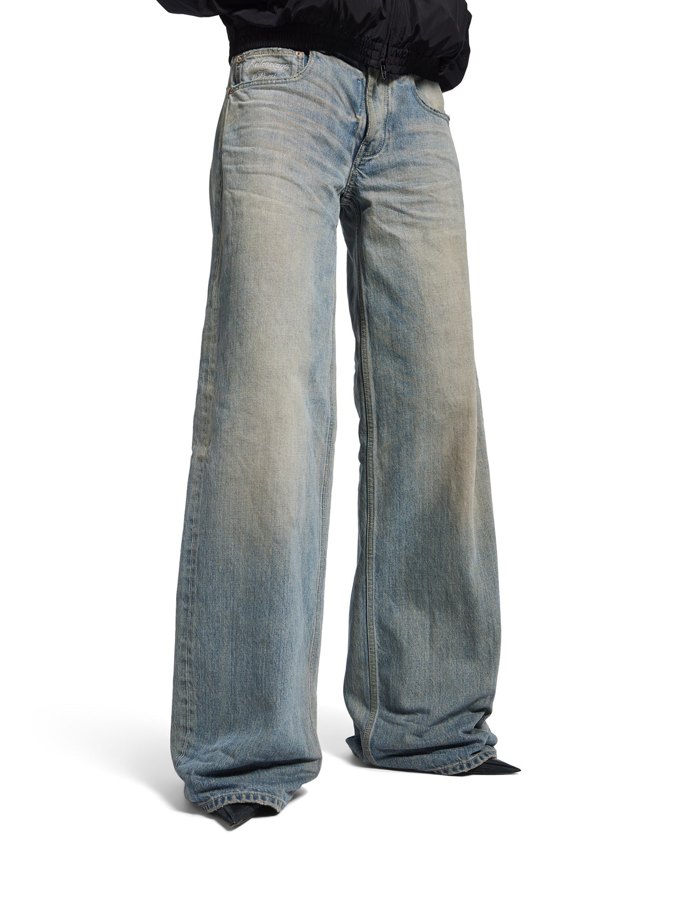 Оригінальна Organic Cotton Denim Wide-Leg Baggy Trousers Balenciaga – детальний вид