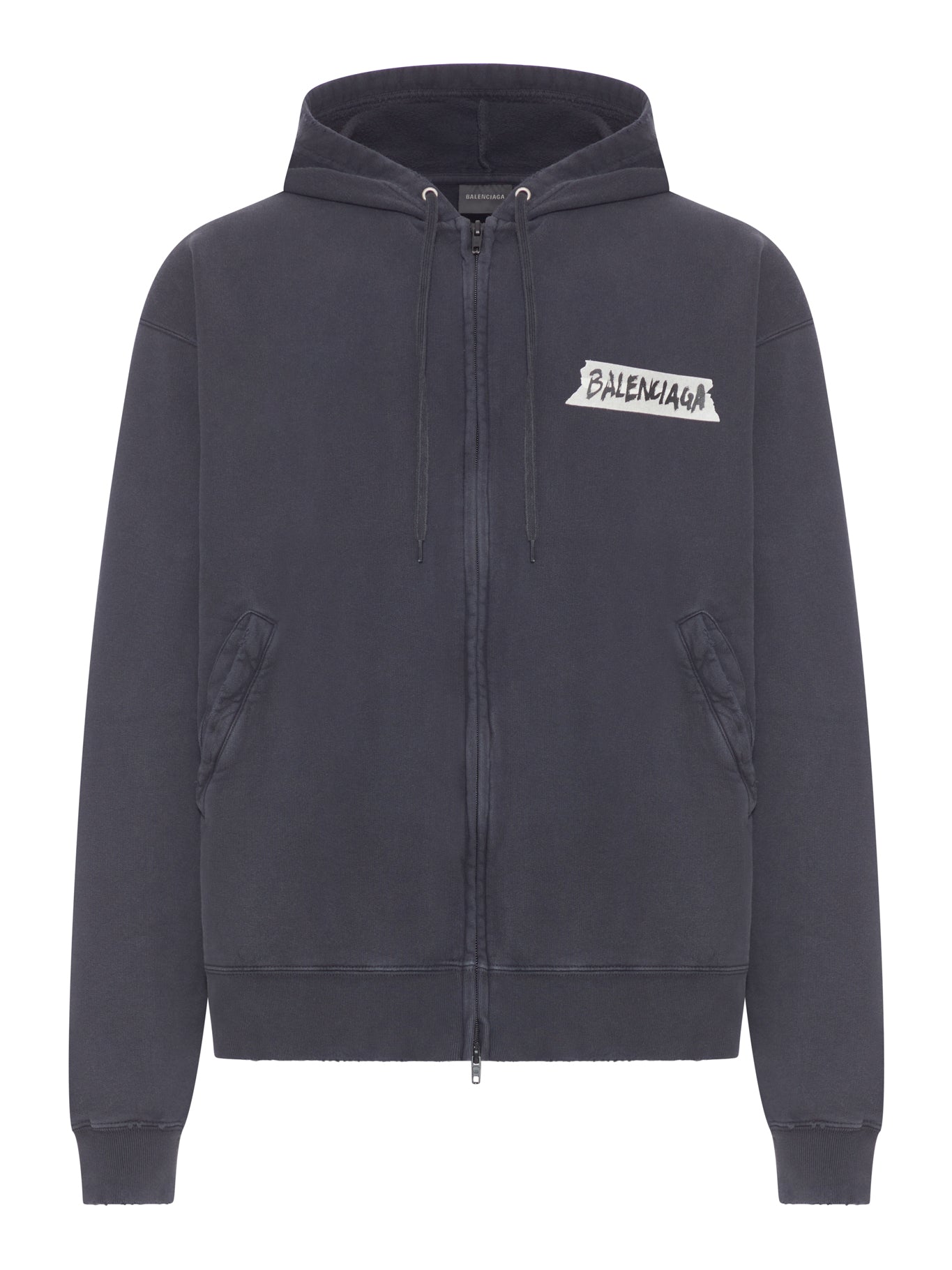Men`s Masking Tape Oversized Zip-Up Hoodie Balenciaga оригінал – Купити в Україні – боковий вид