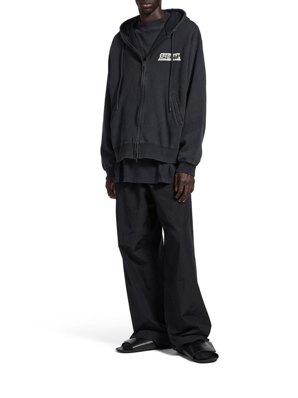 Men`s Masking Tape Oversized Zip-Up Hoodie Balenciaga оригінал – Купити в Україні – вид ззаду
