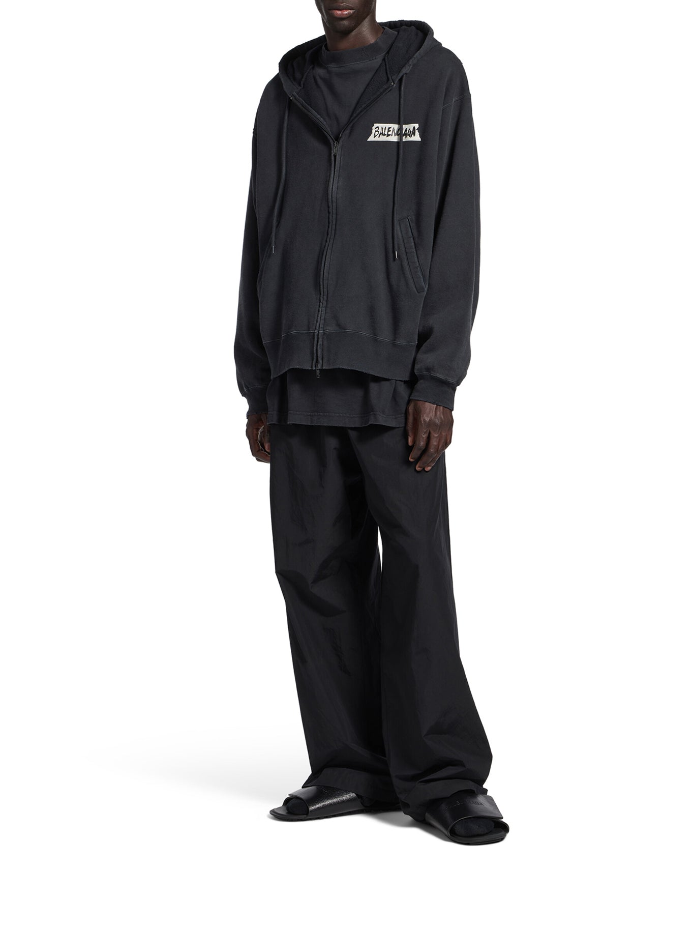 Men`s Masking Tape Oversized Zip-Up Hoodie Balenciaga оригінал – Купити в Україні – вид ззаду