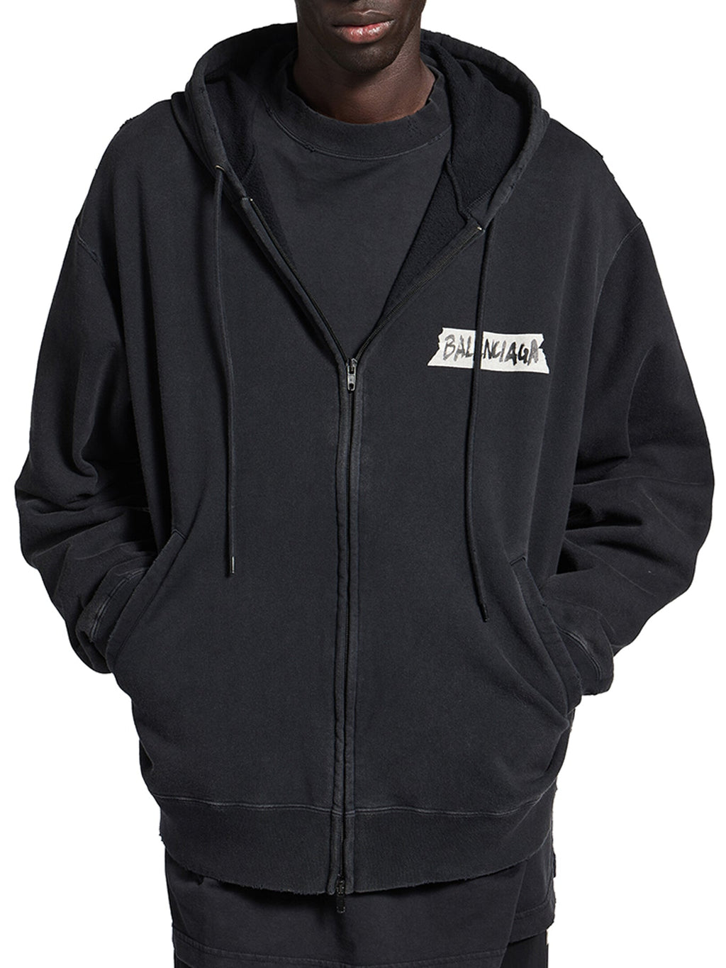 Men`s Masking Tape Oversized Zip-Up Hoodie Balenciaga оригінал – Купити в Україні – детальний вид