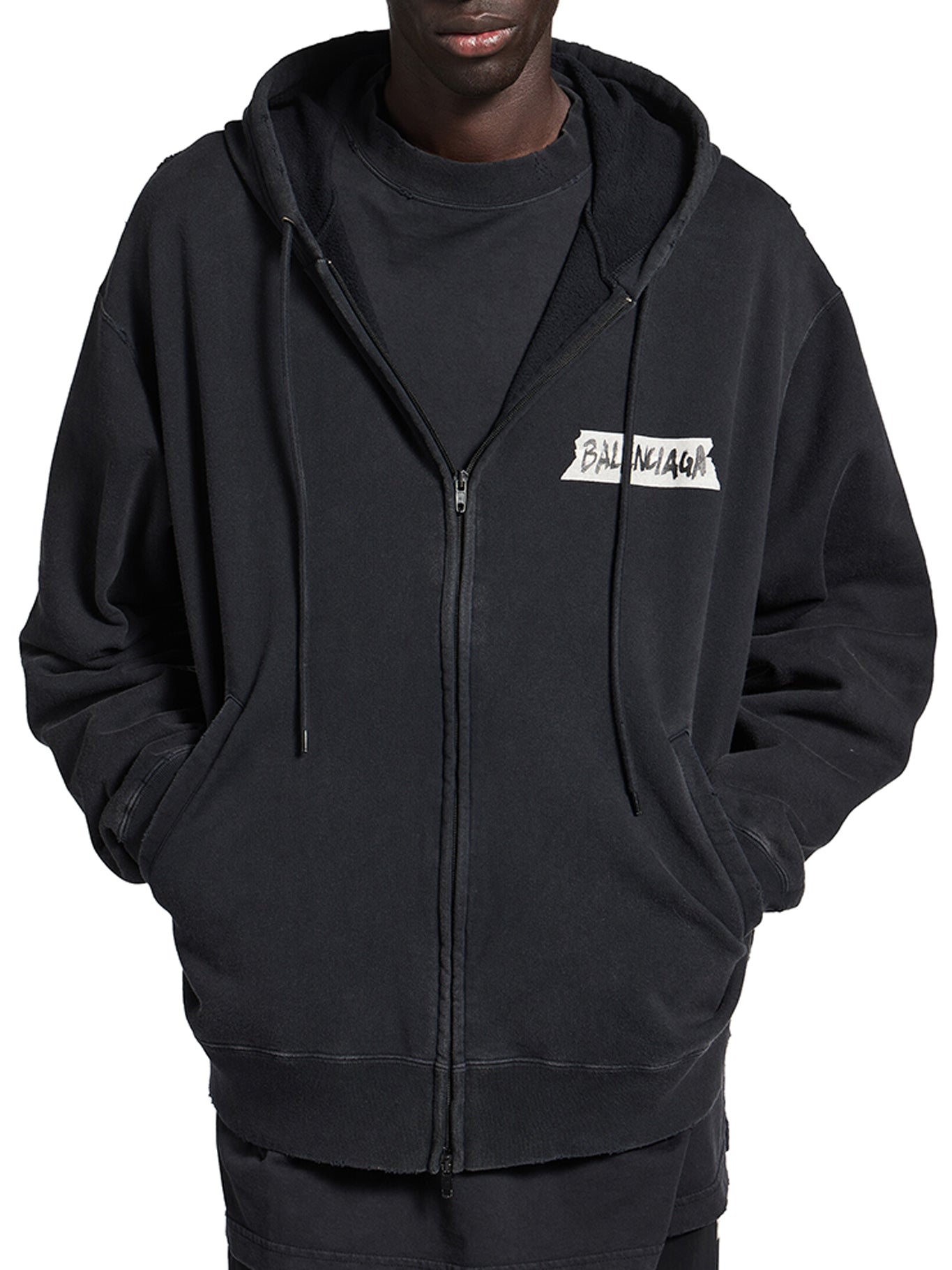 Men`s Masking Tape Oversized Zip-Up Hoodie Balenciaga оригінал – Купити в Україні – детальний вид