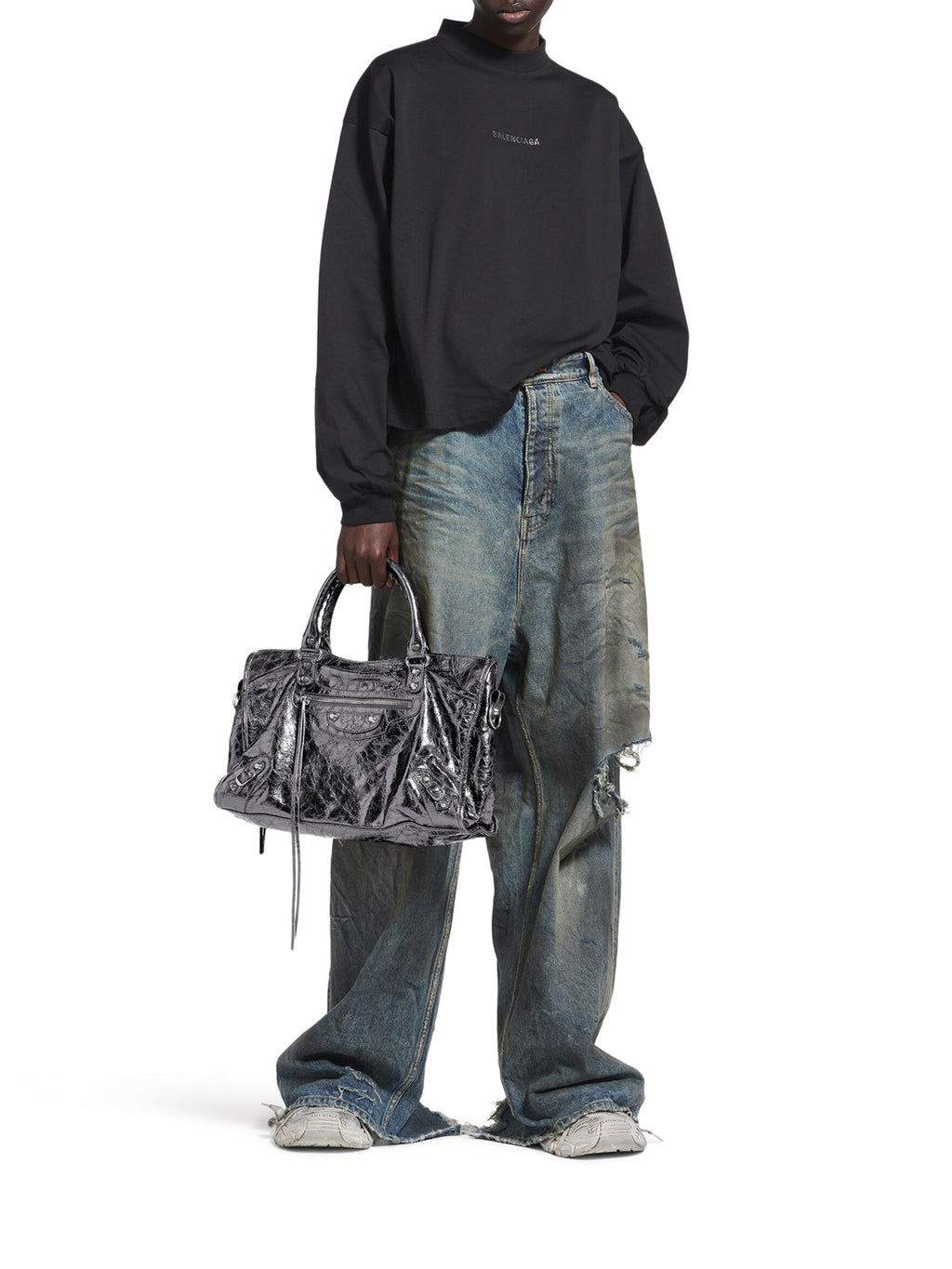 Le City Medium Bag In Steel Grey Balenciaga – Гарантія оригінальності – вид ззаду